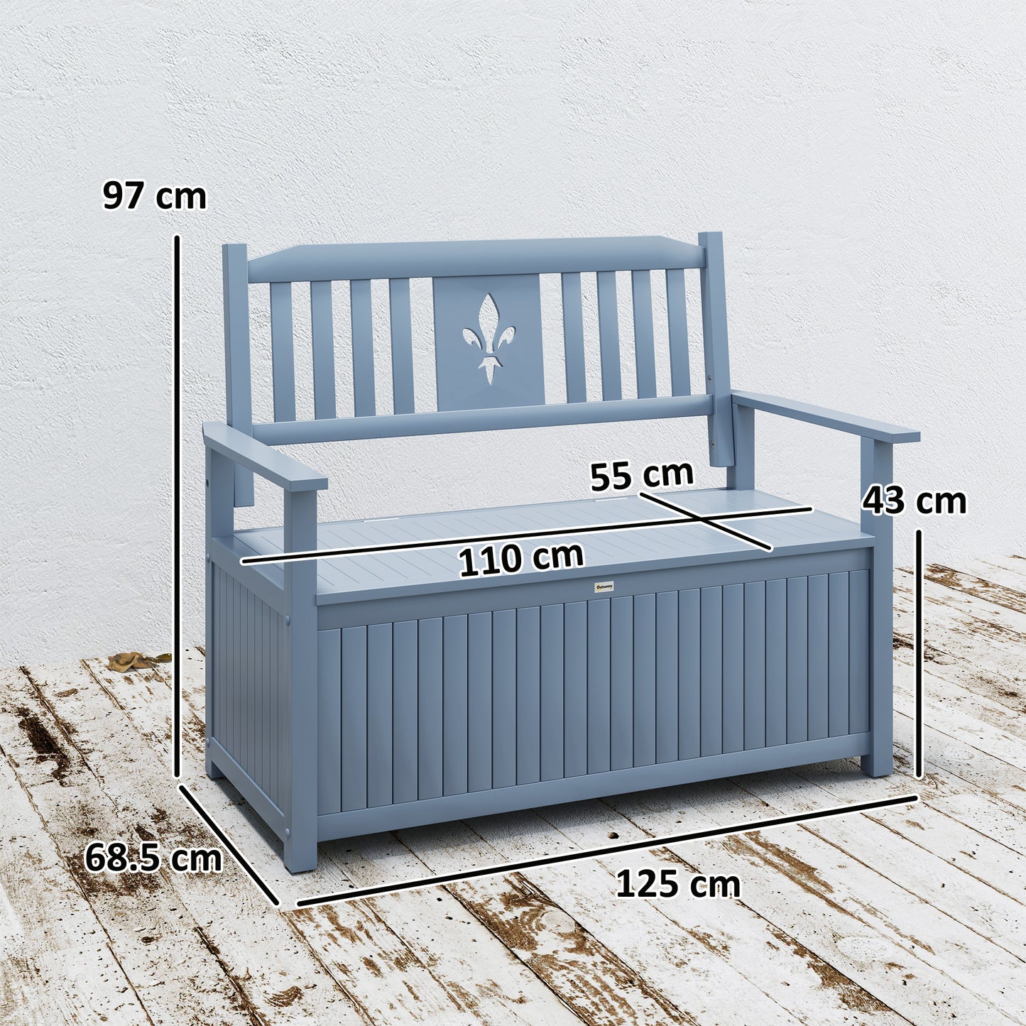 Two-Seater Wooden Storage Bench