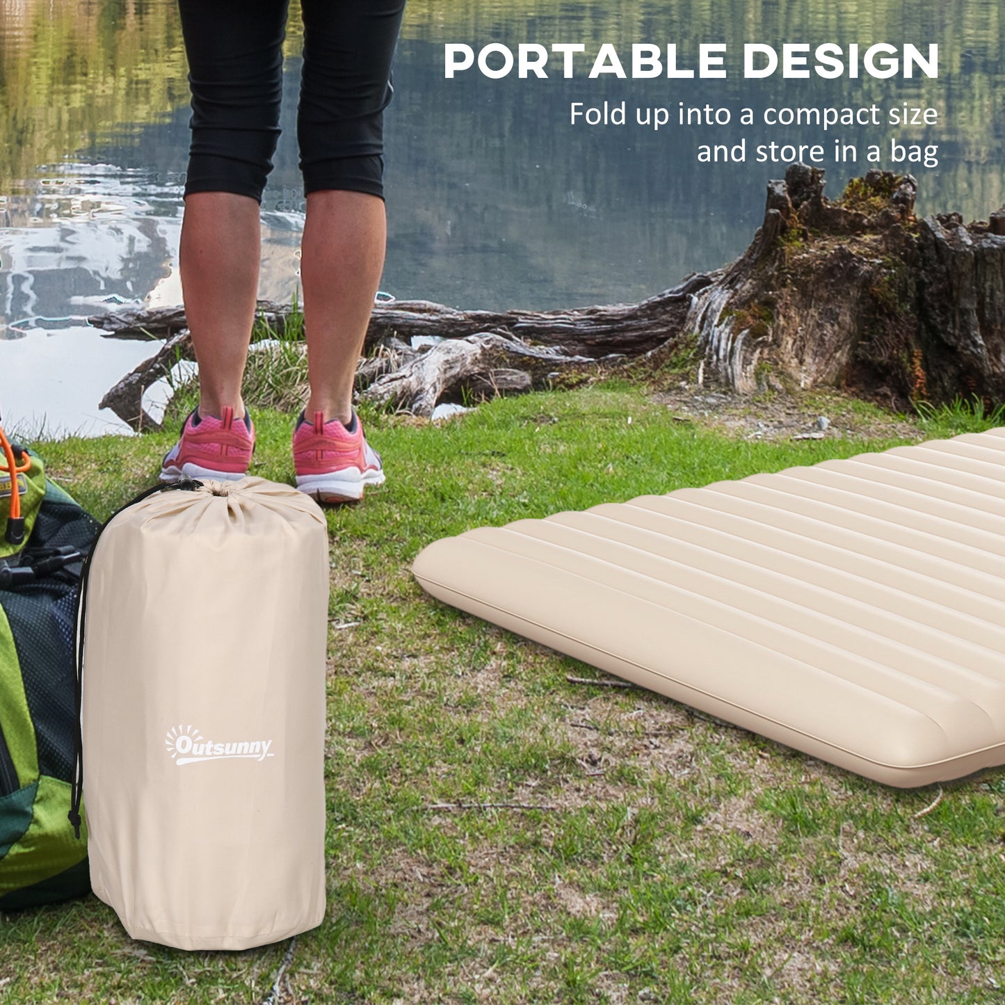 Double Inflatable Mattress, with Built-In Pump