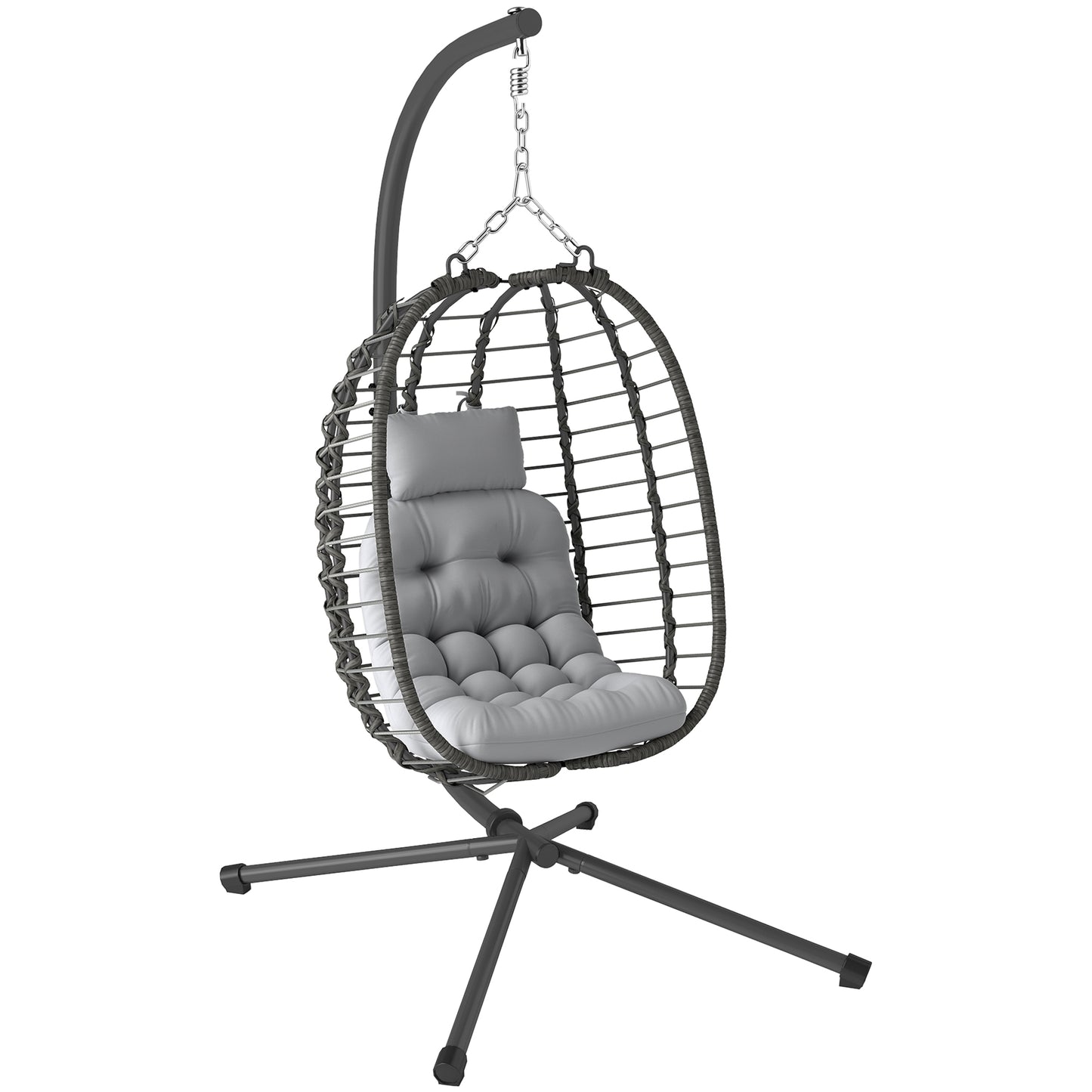 Rattan Hanging Egg Chair, Foldable Wicker Hammock Swing Chair