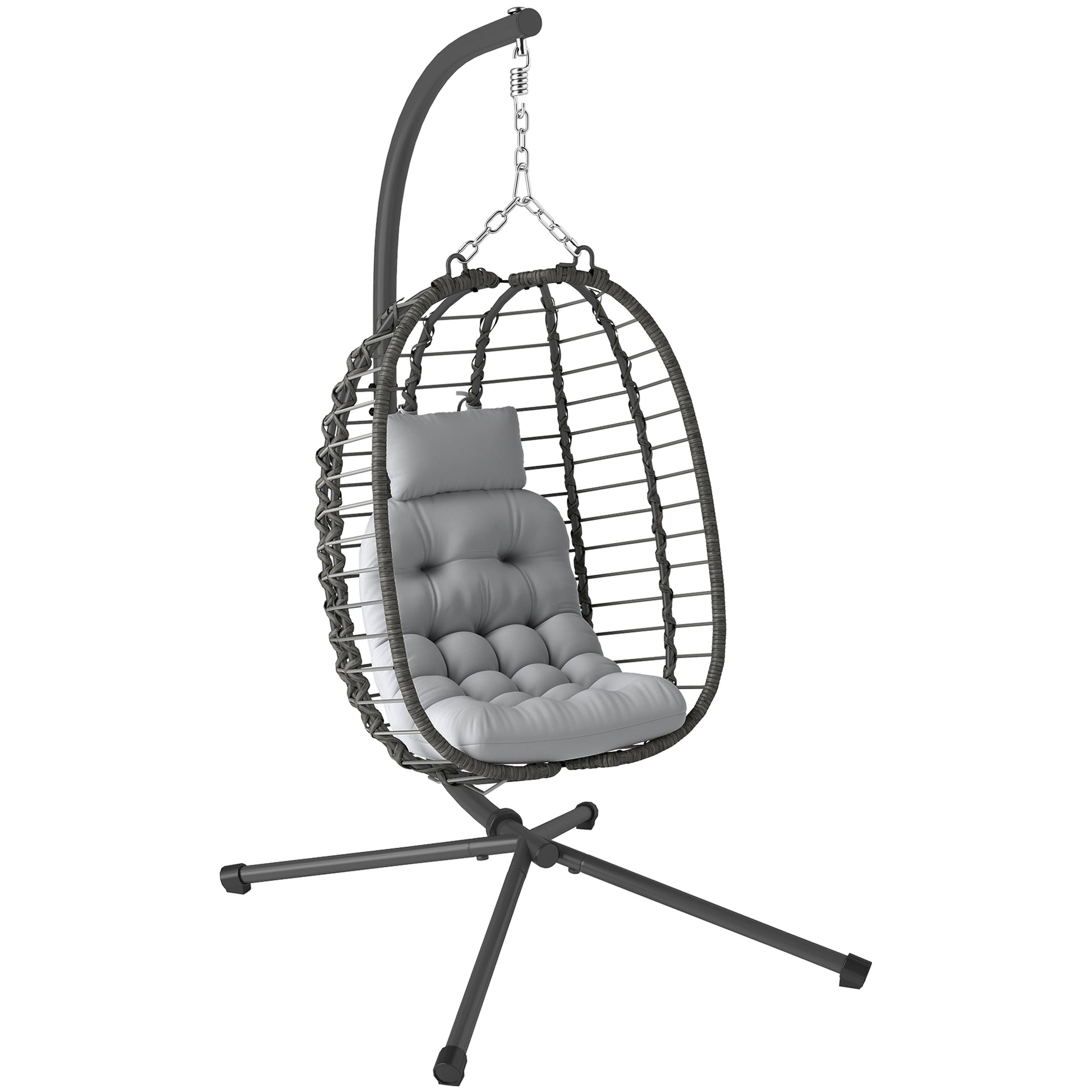 Rattan Hanging Egg Chair, Foldable Wicker Hammock Swing Chair