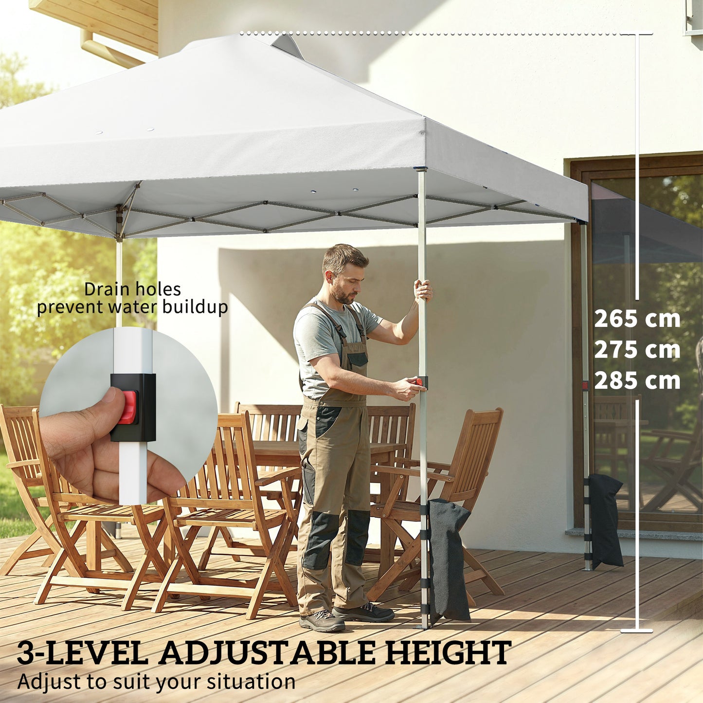 Pop Up Gazebo Waterproof Height Adjustable Canopy