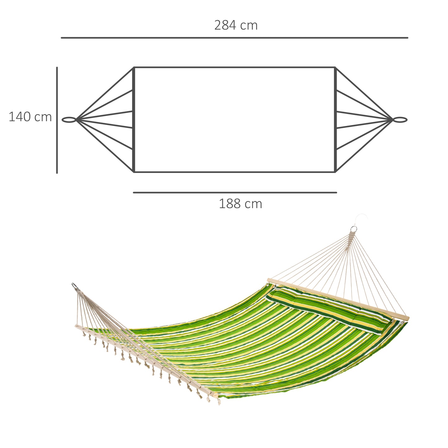 Double Cotton Hammock Camping Swing Outdoor Garden Beach Stripe