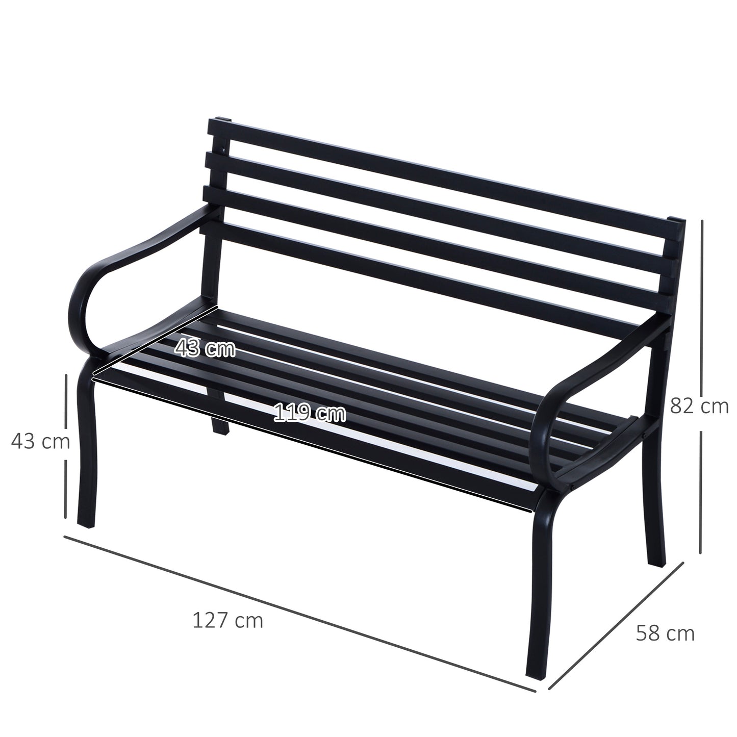 Stylish 2 Seater Metal Garden Porch Chair Bench Stable Patio