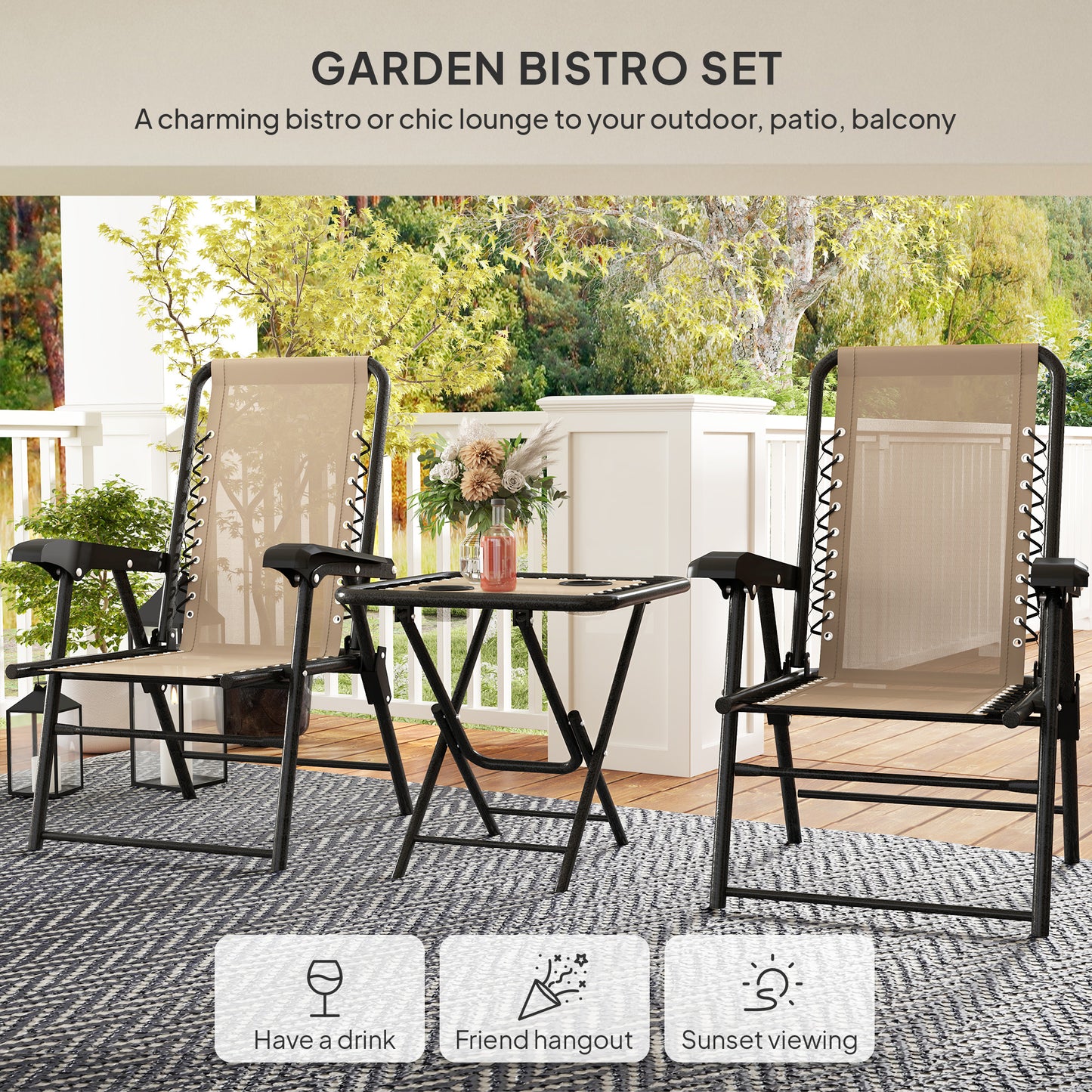 Three-Piece Garden Table and Chair Set