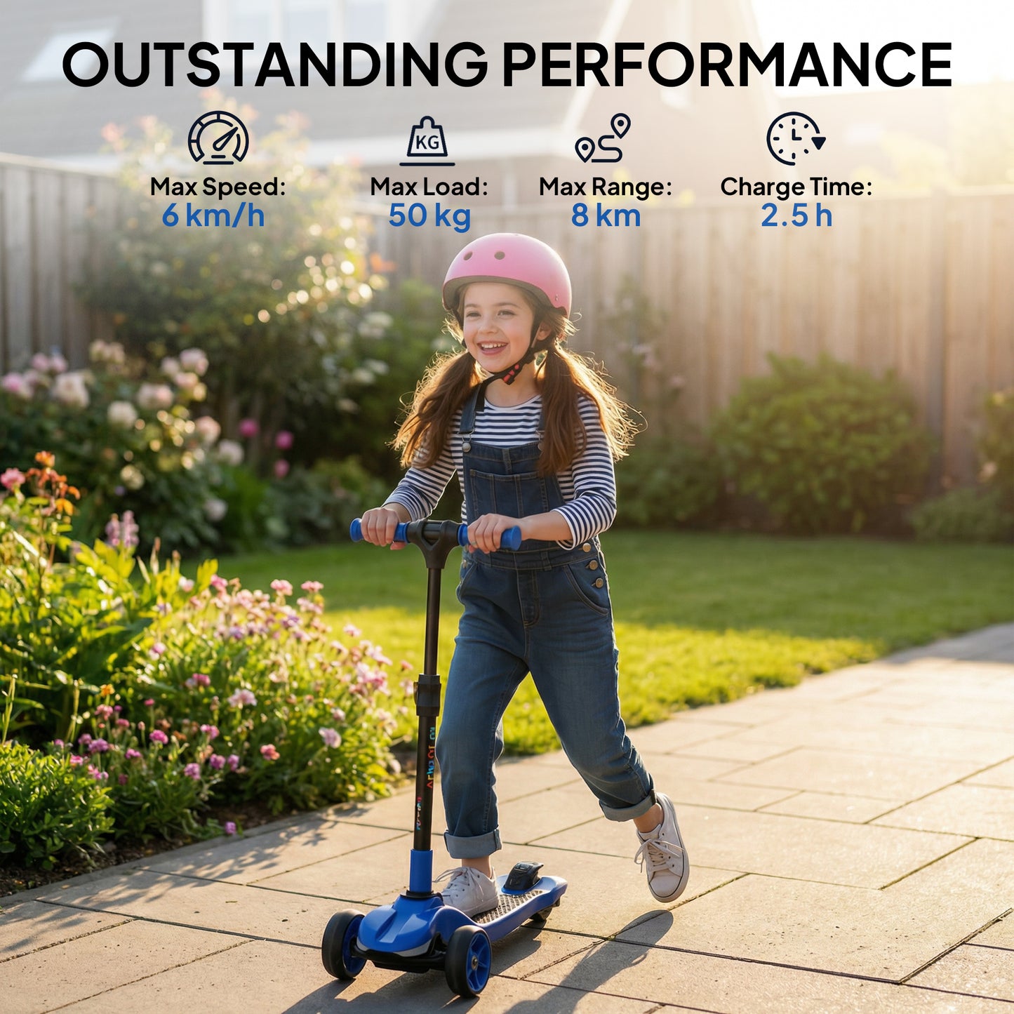 Three-Wheel Foldable Electric Scooter for Kids Aged 6-10 Years