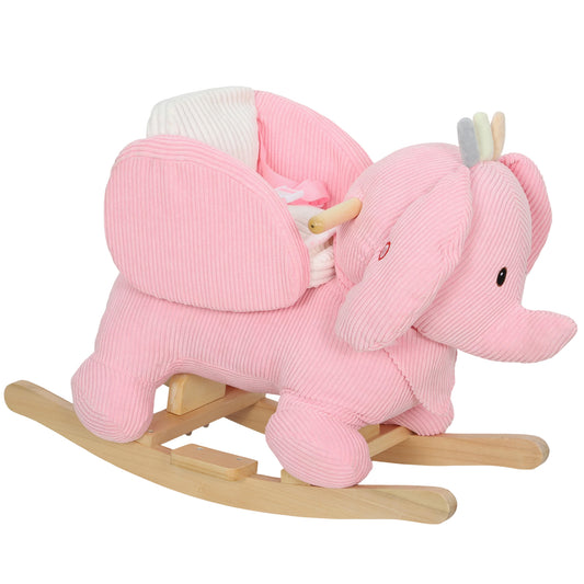 Kids Rocking Horse, Baby Ride on Elephant Rocker with Safety Belt