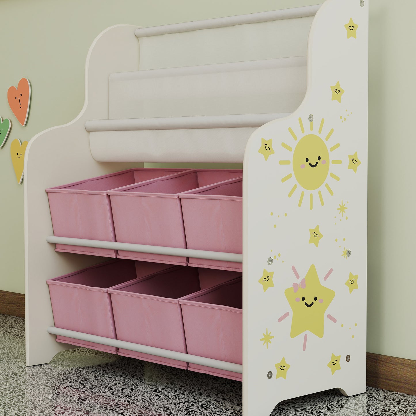 Kids Storage Unit, Toy Organiser with 6 Fabric Drawers