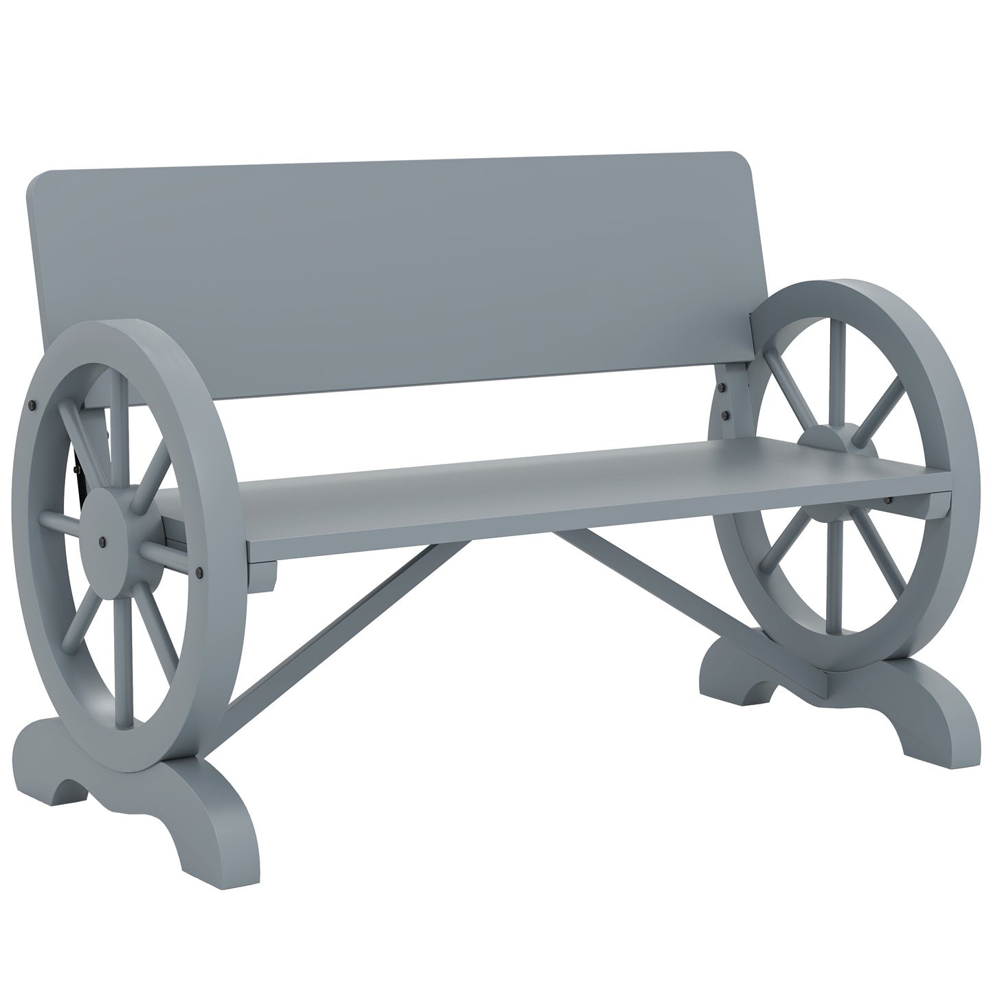 Fir Wood 2-Seater Outdoor Garden Wagon Wheel Bench