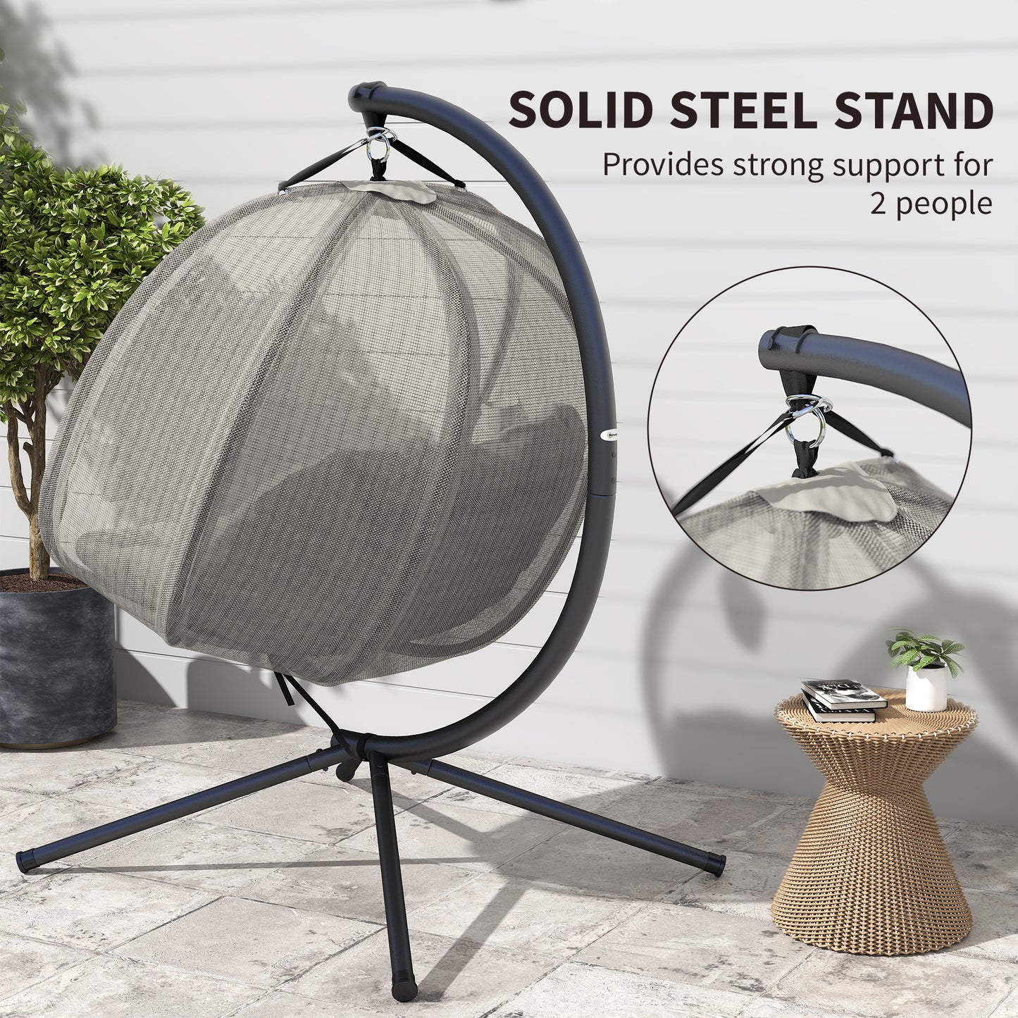 Double Hanging Egg Chair 2 Seaters Texteline Swing Hammock Chair
