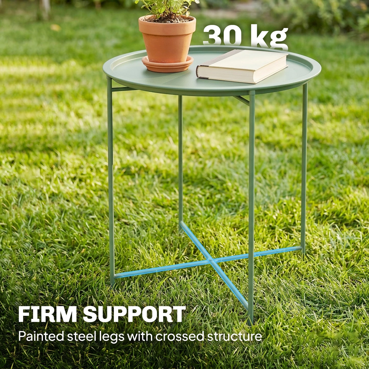 Steel Removable Tray Top Garden Table - Blue