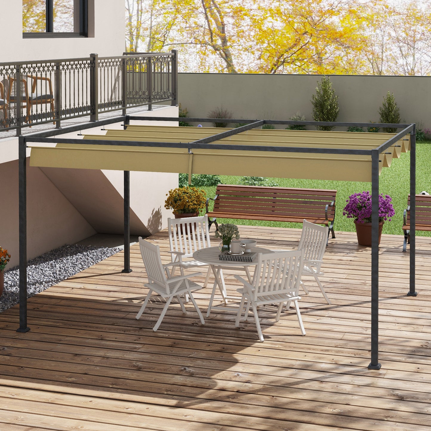 3x2m Metal Pergola with Retractable Roof