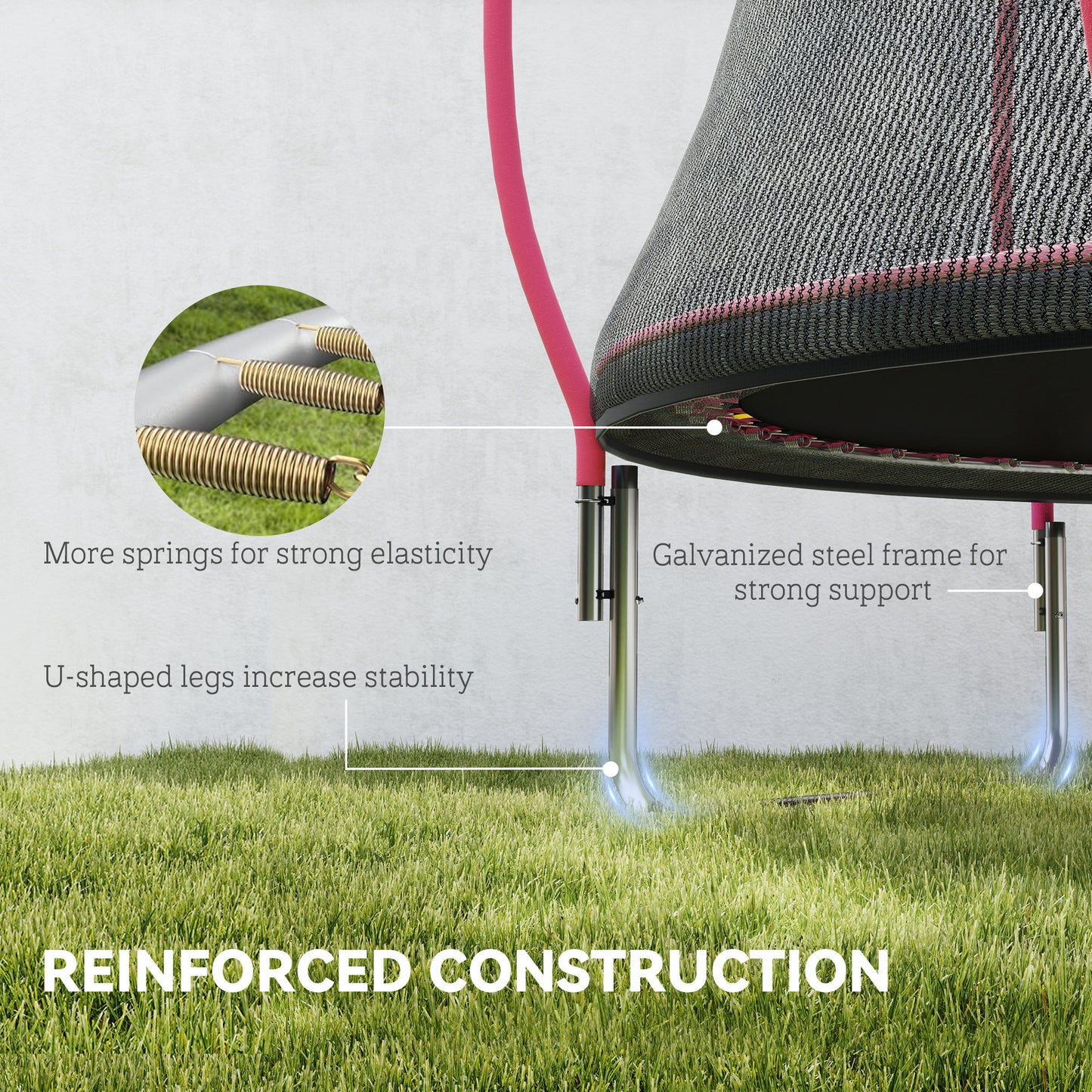 10ft Outdoor Trampoline with Enclosure Net, Spring Cover