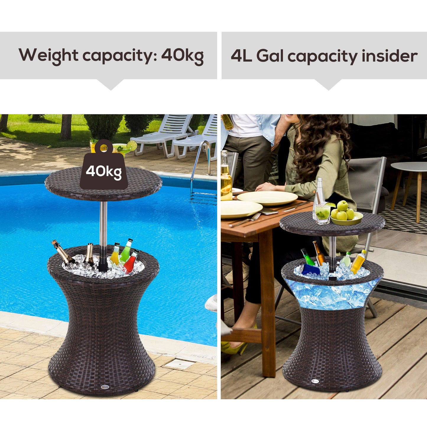 PE Rattan Ice Bucket Table