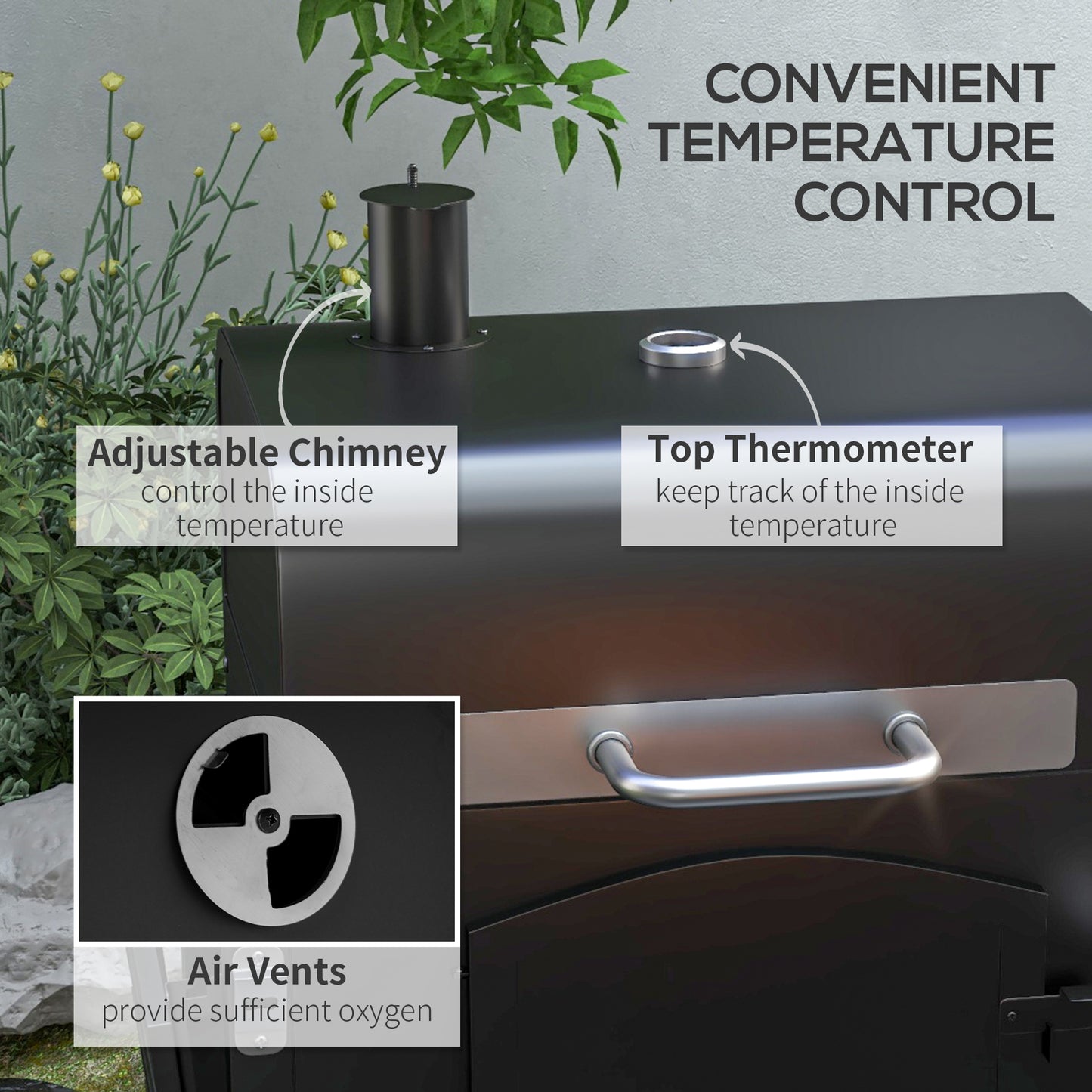 3-in-1 Charcoal BBQ, with Shelves