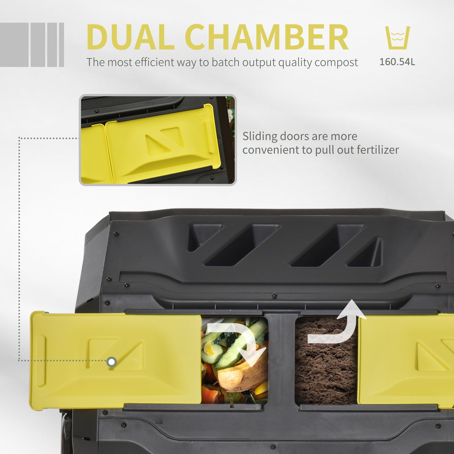 160L 360° Rotating Dual Chamber Composter