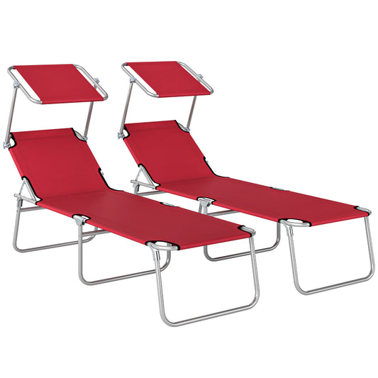 Outdoor Foldable Sun Lounger Set of 2
