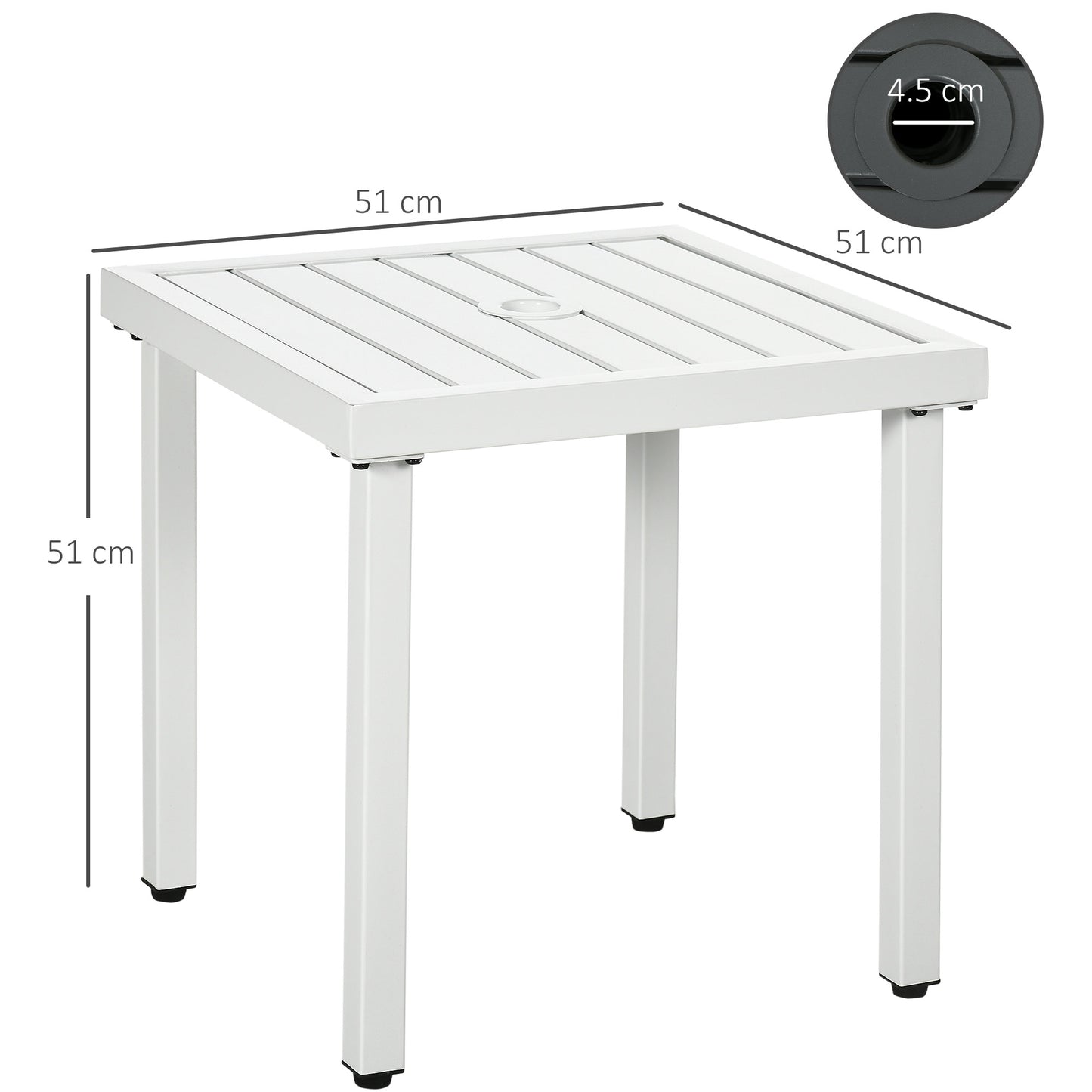 Garden Side Table End Table Patio Coffee Table with Umbrella Hole