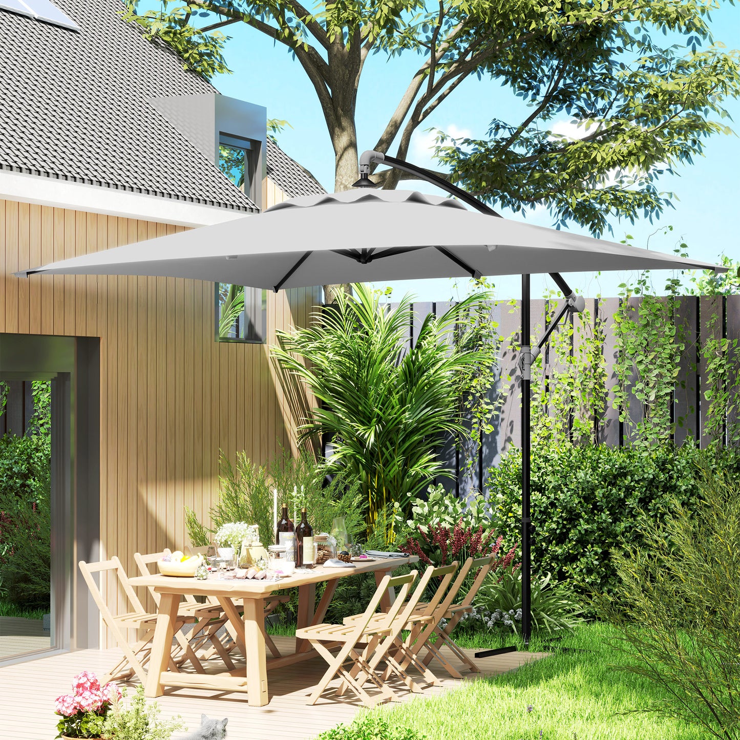 3(m) Cantilever Overhanging Parasol, with Cross Base