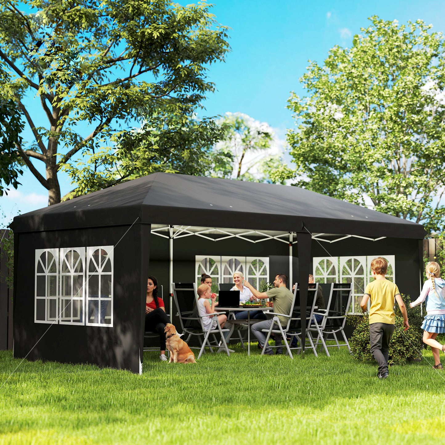 3 x 6m Pop-Up Gazebo, with Removable Walls