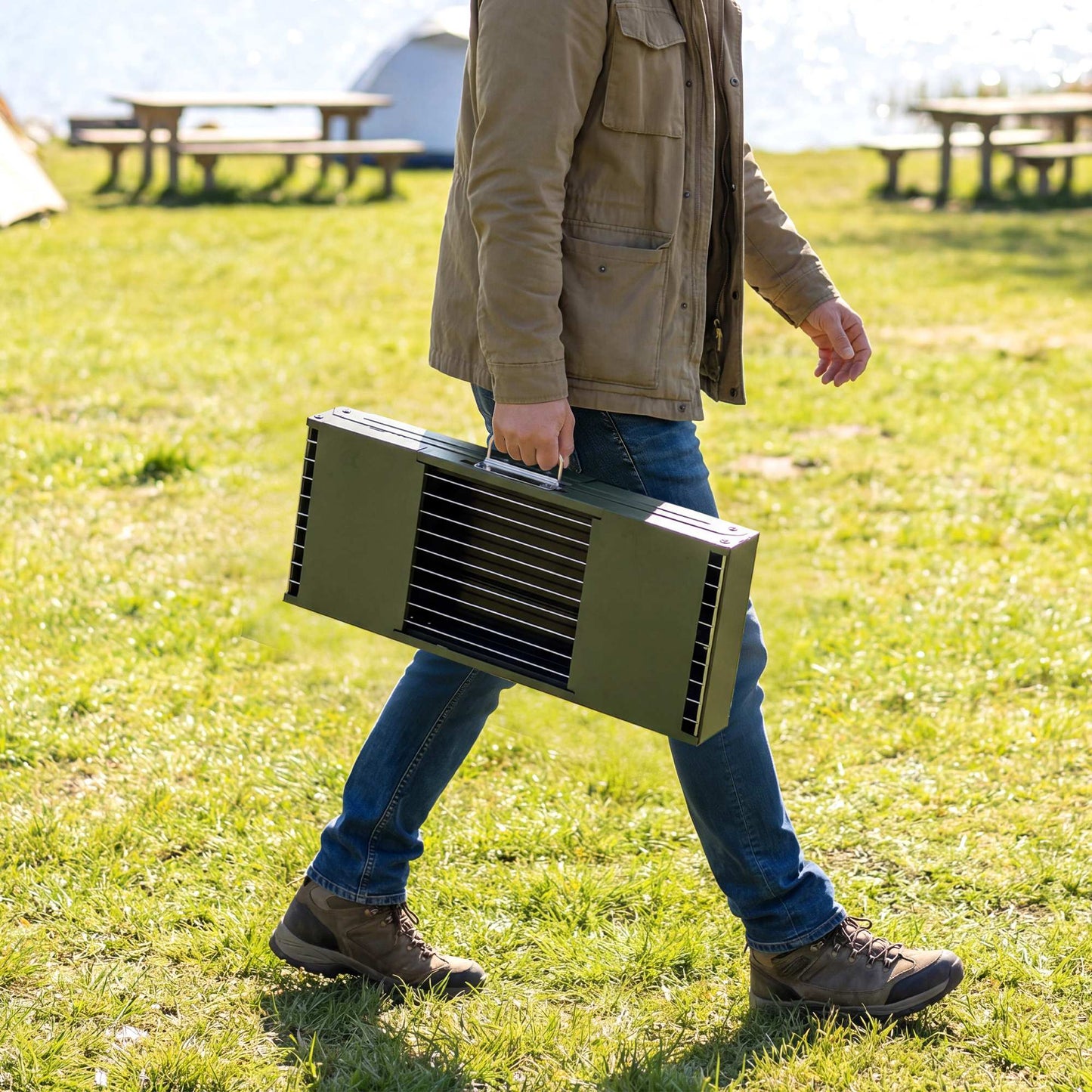 Portable BBQ Grill, Foldable Charcoal Grill for Camping and Picnics