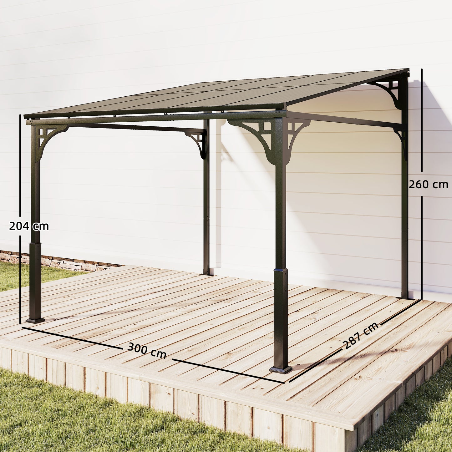 3 x 2.87 m Metal Lean-to Pergola