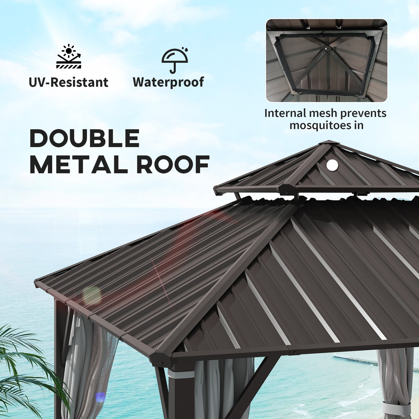 3 x 3(m) Hardtop Gazebo Canopy with Metal Roof