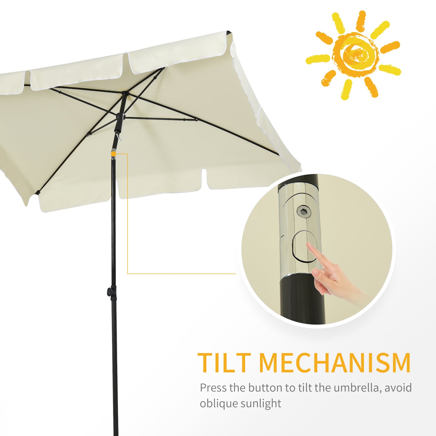 2 x 1.3m Garden Parasol Umbrella