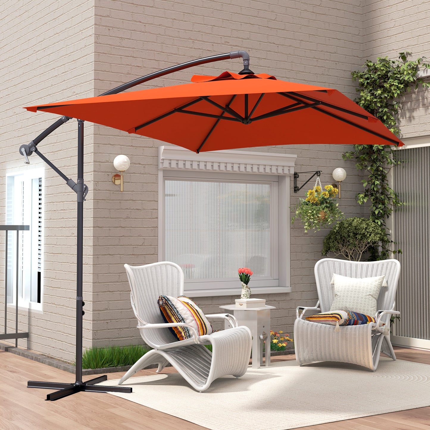 3(m) Cantilever Overhanging Parasol, with Cross Base