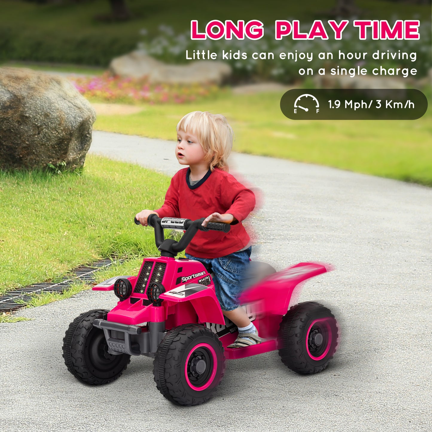 6V Electric Quad Bike for Kids, Ride On ATV w/ Forward/Reverse