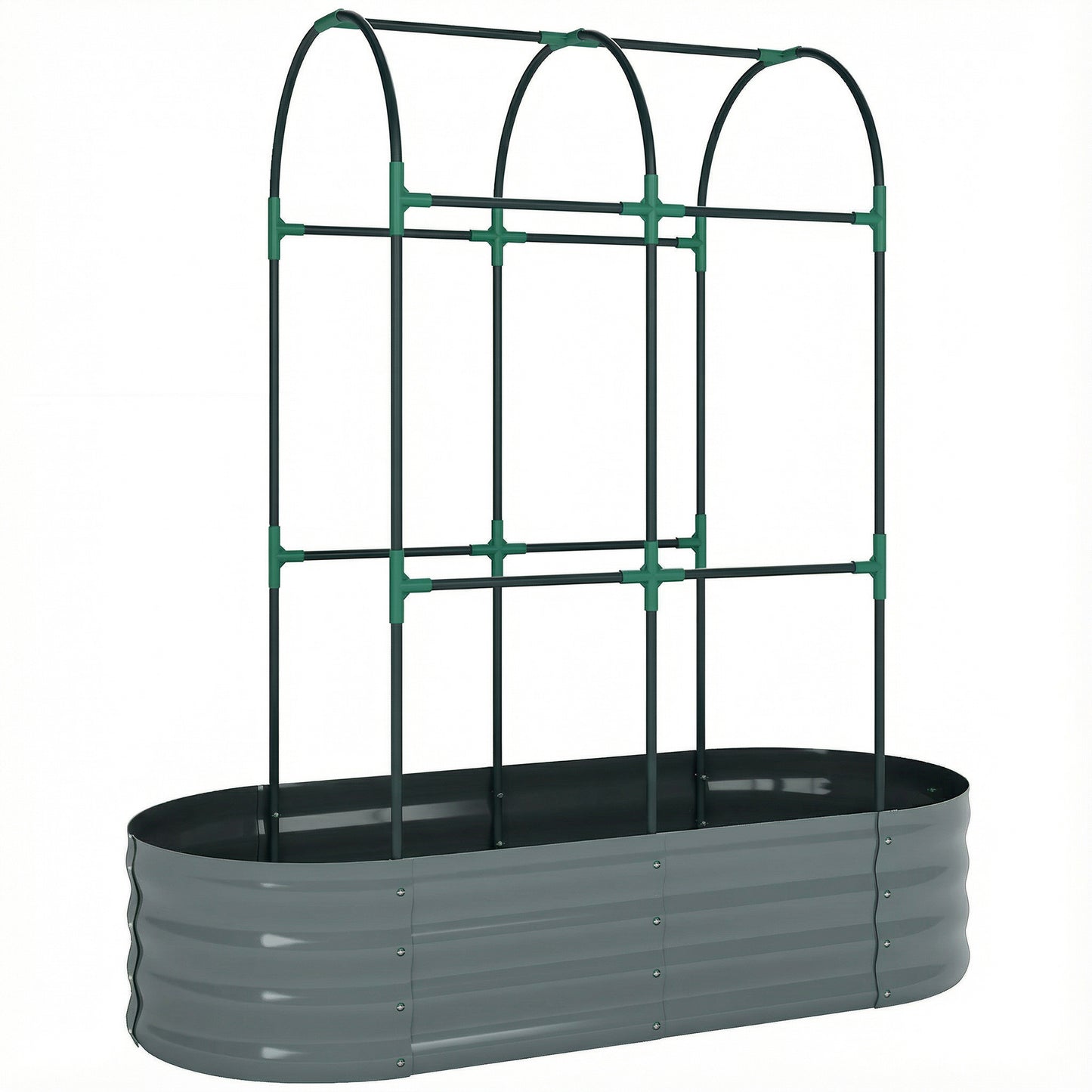 Galvanised Raised Garden Bed with Arched Trellis (1)