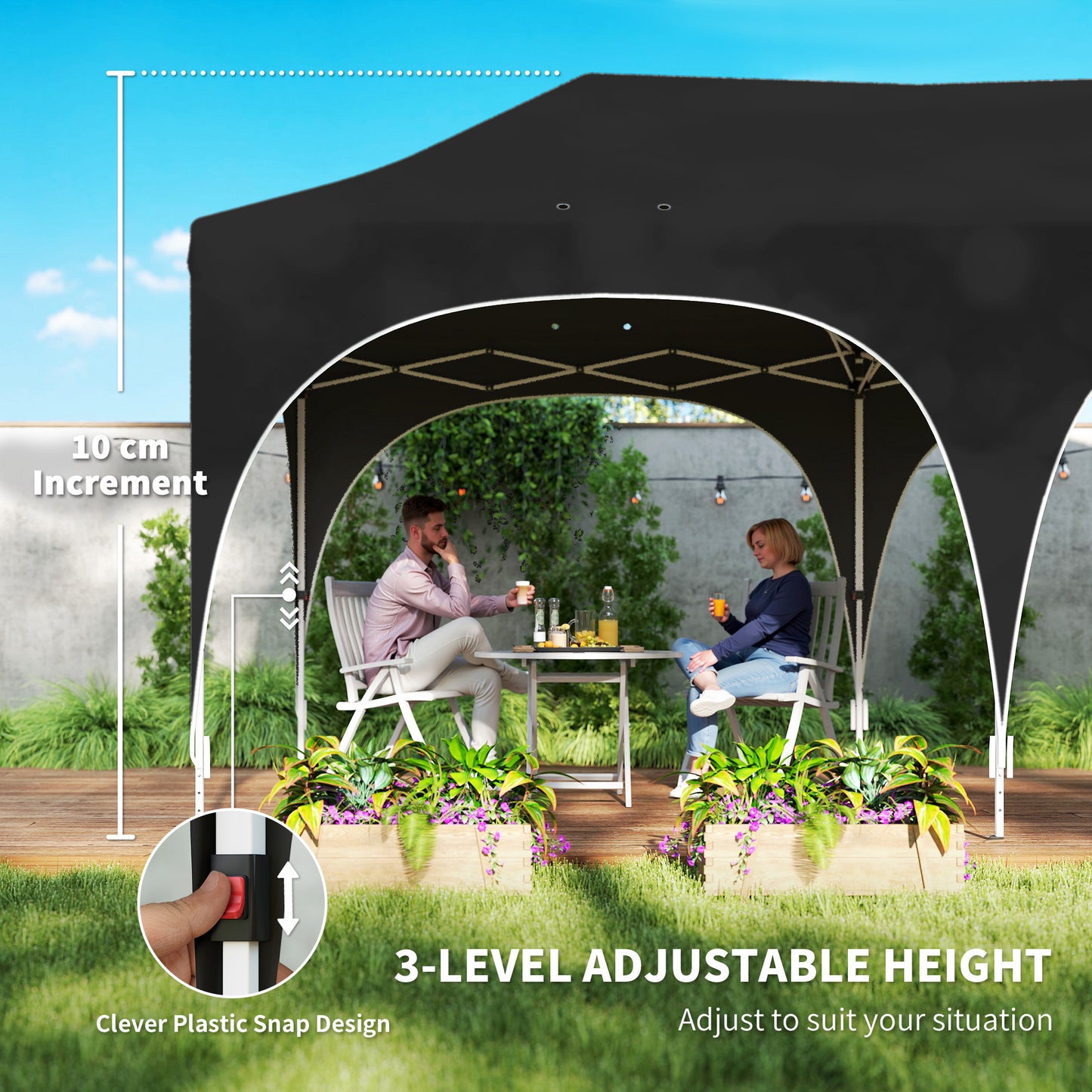 3 x 6m Pop Up Gazebo Shelter with Sides, 6 Sandbags