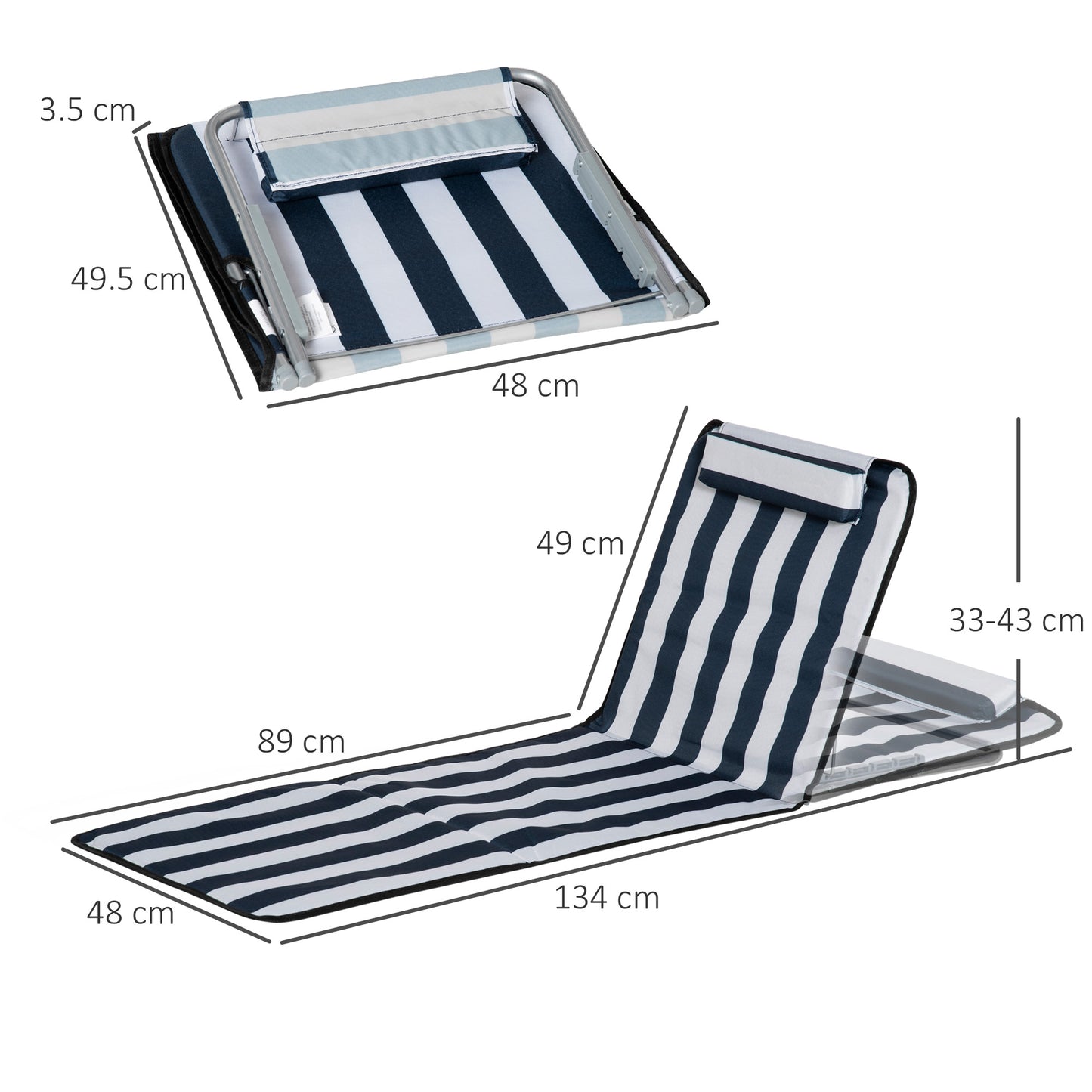 Set of 2 Foldable Garden Beach Chair Mat Lightweight Outdoor Sun