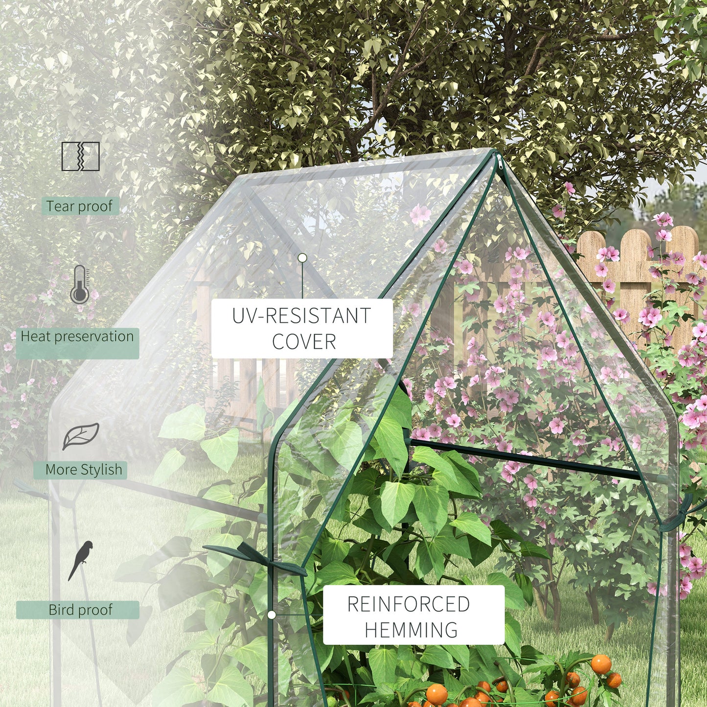 Mini Greenhouse, Garden Tomato Growhouse with 2 Zipped Doors
