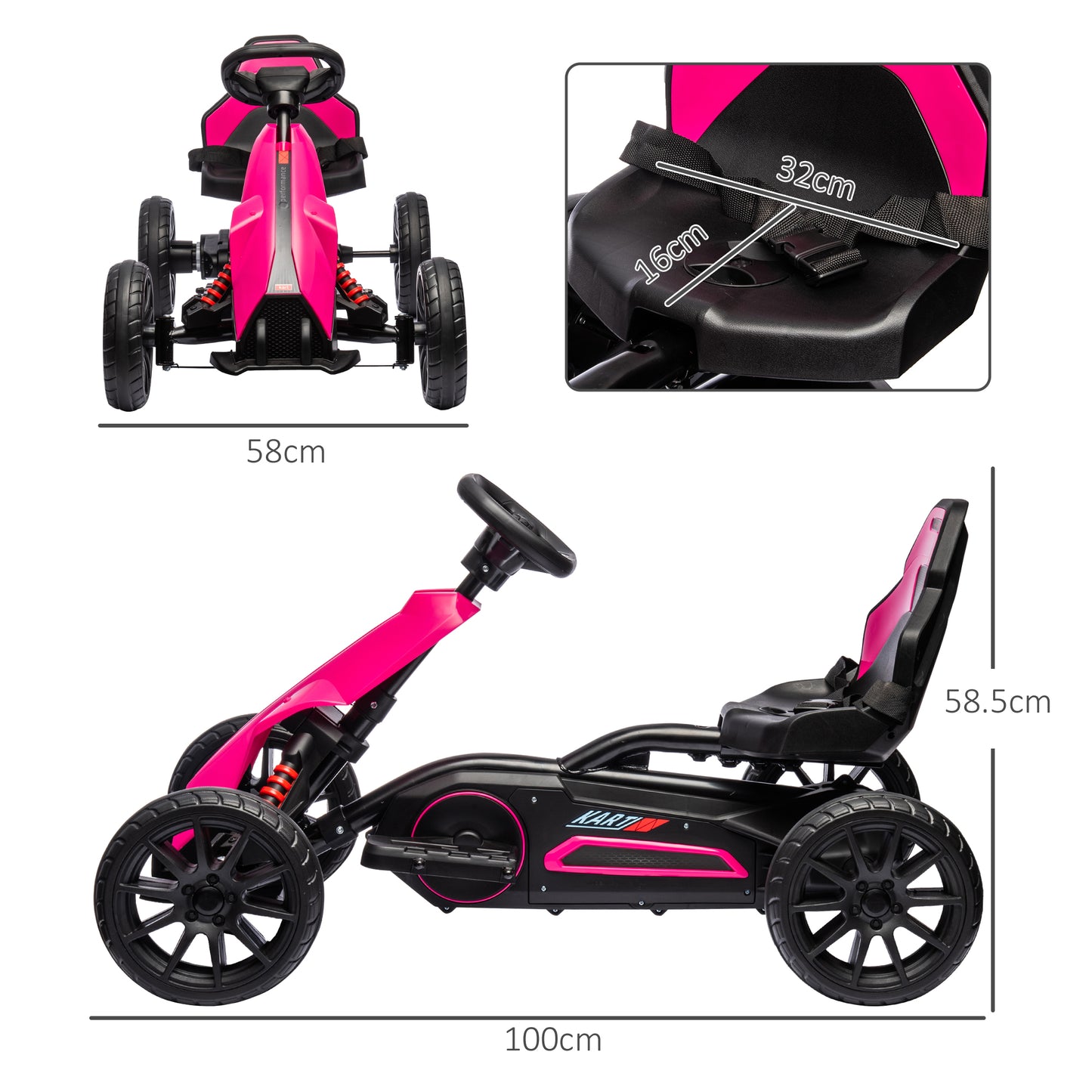 12V Electric Go-Kart for Kids, Ride-On Racing Go-Kart