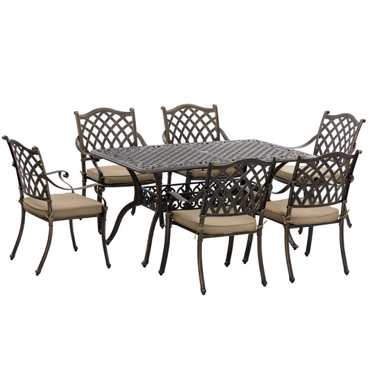 7 PCs Garden Patio Dining Set with Parasol Hole