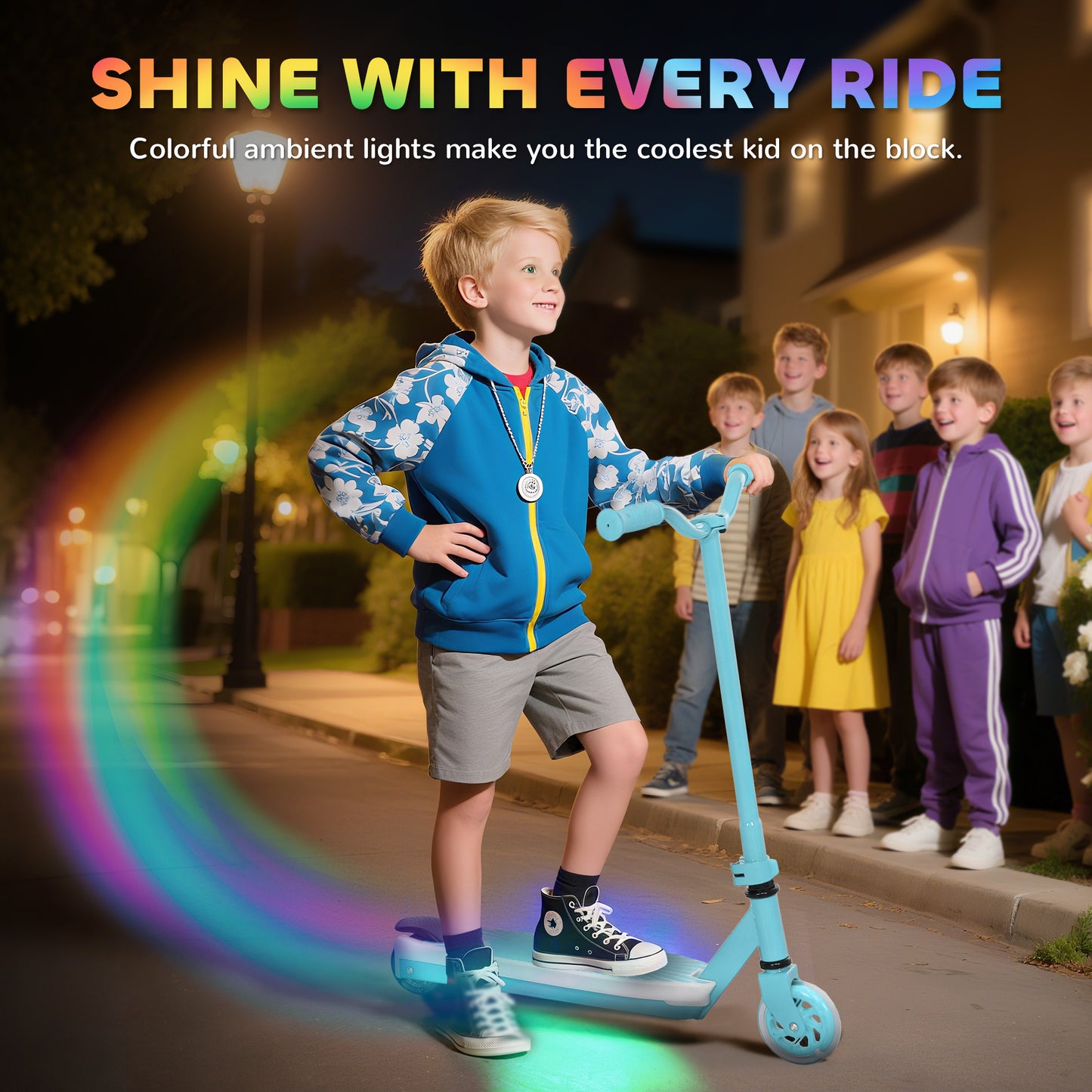 Electric Scooter for Kids Aged 4-7 Years, with Flashing LED Lights