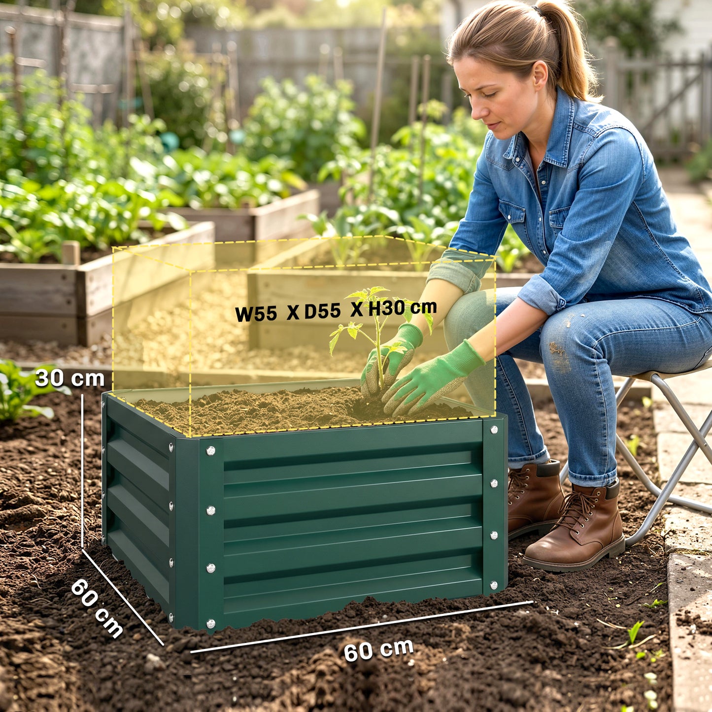 Set of Two 60 x 60cm Steel Planter Boxes