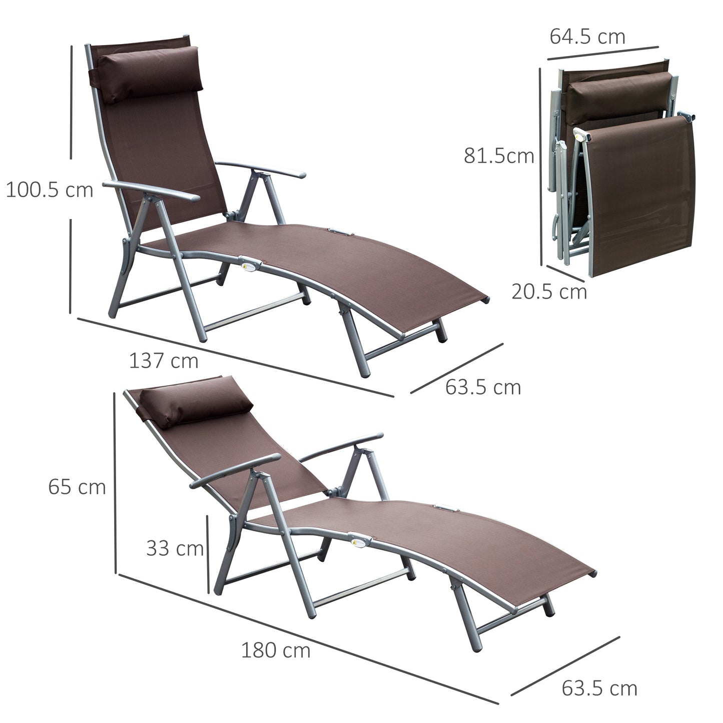 Sun Lounger Steel Frame Outdoor Folding Chaise Texteline Lounge (3)
