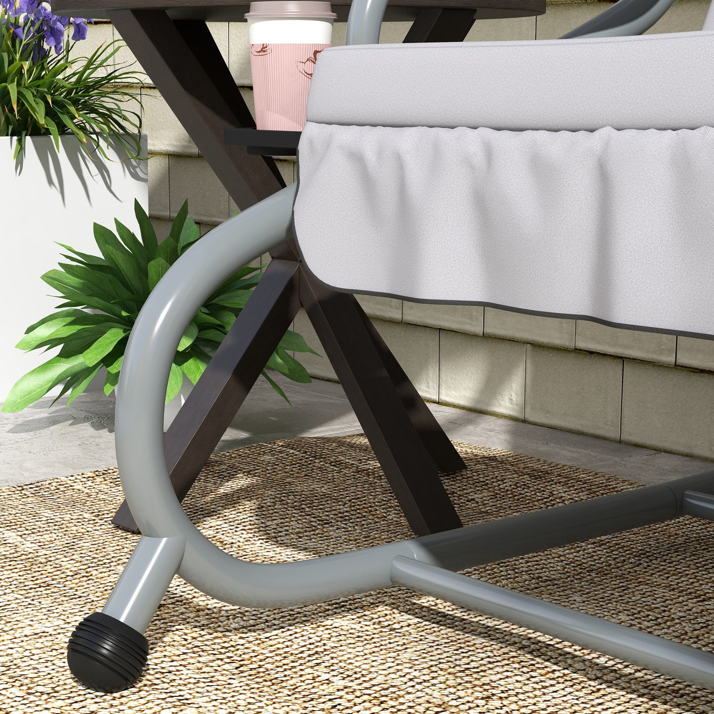 Three-Person garden Swing Chair, with Adjustable Canopy