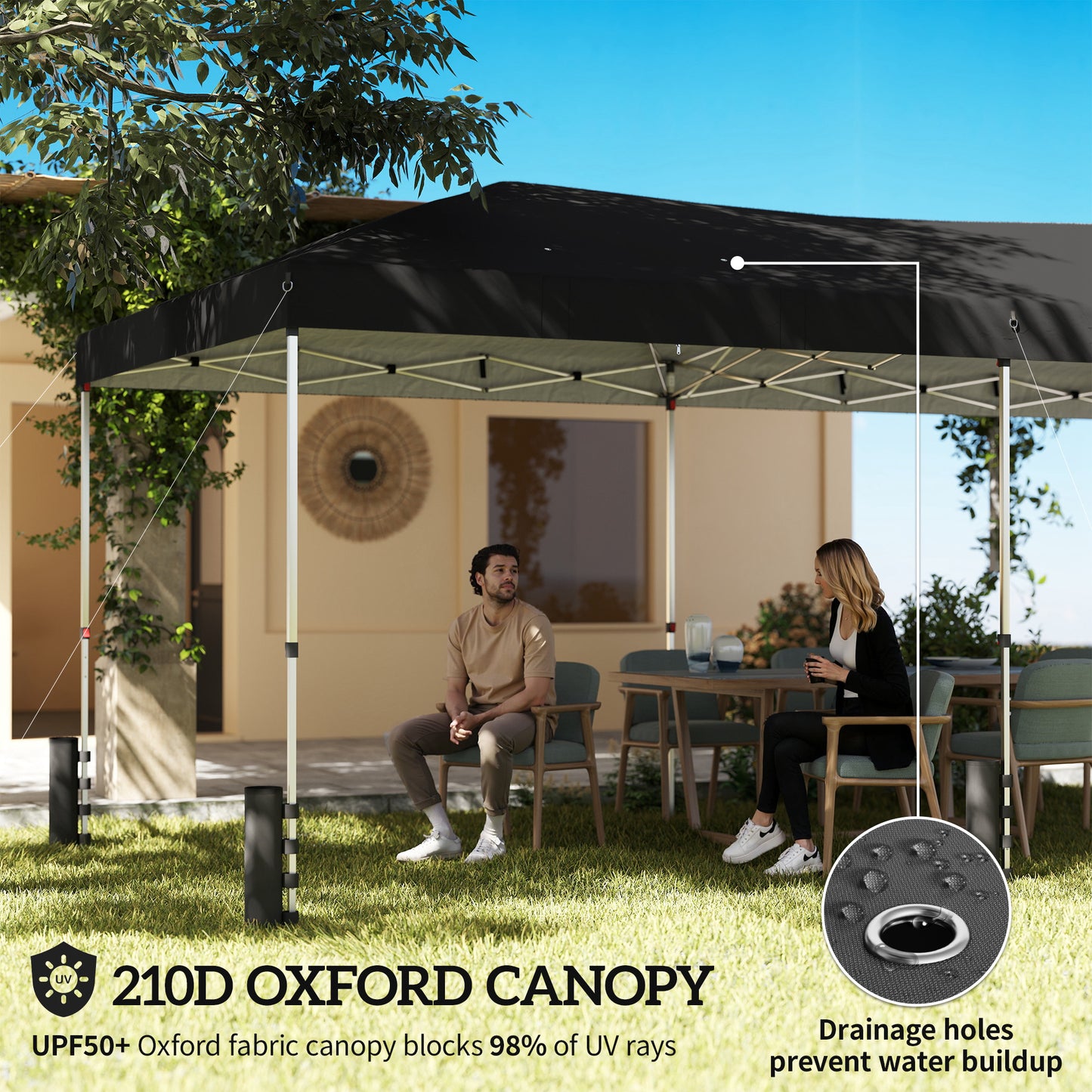 3 x 6 m Pop Up Canopy with UV50+ Protection Garden Gazebo