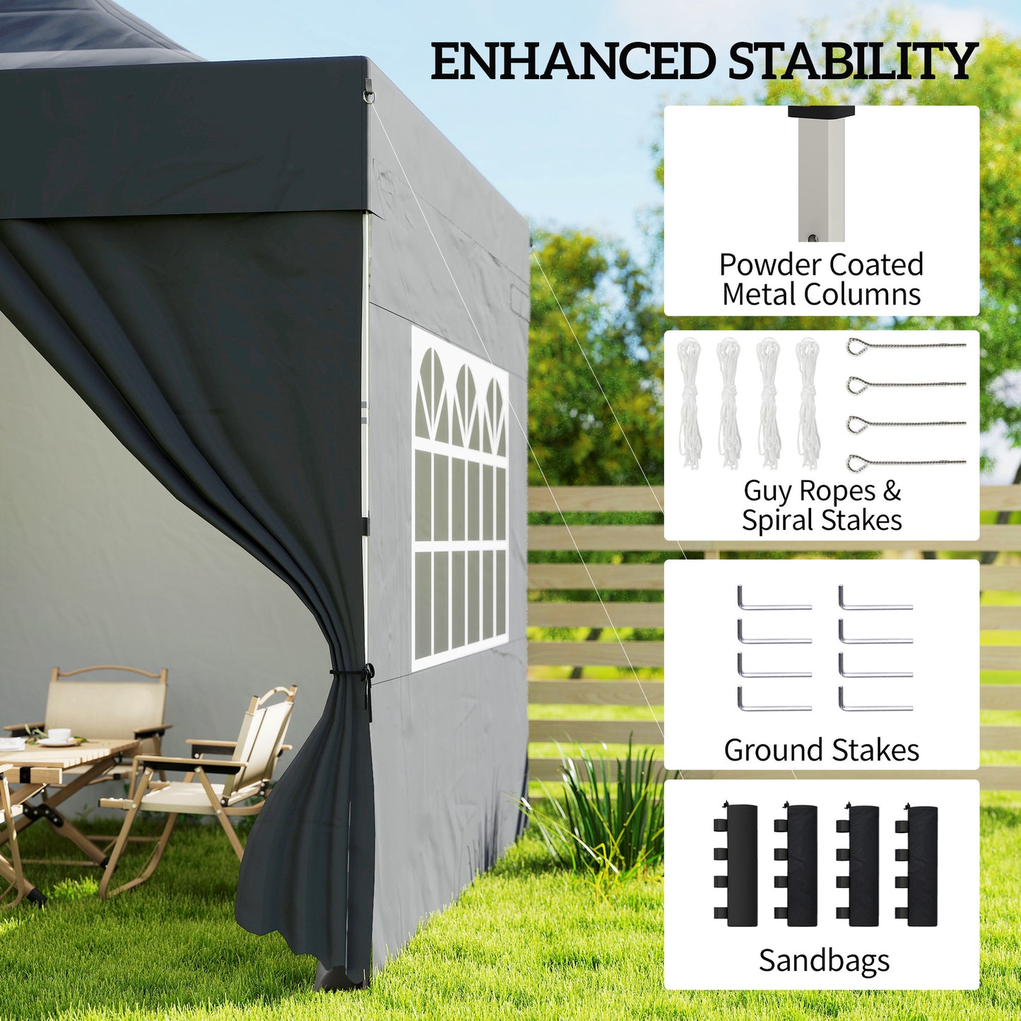 3 x 3 m Pop Up Gazebo with Sidewalls