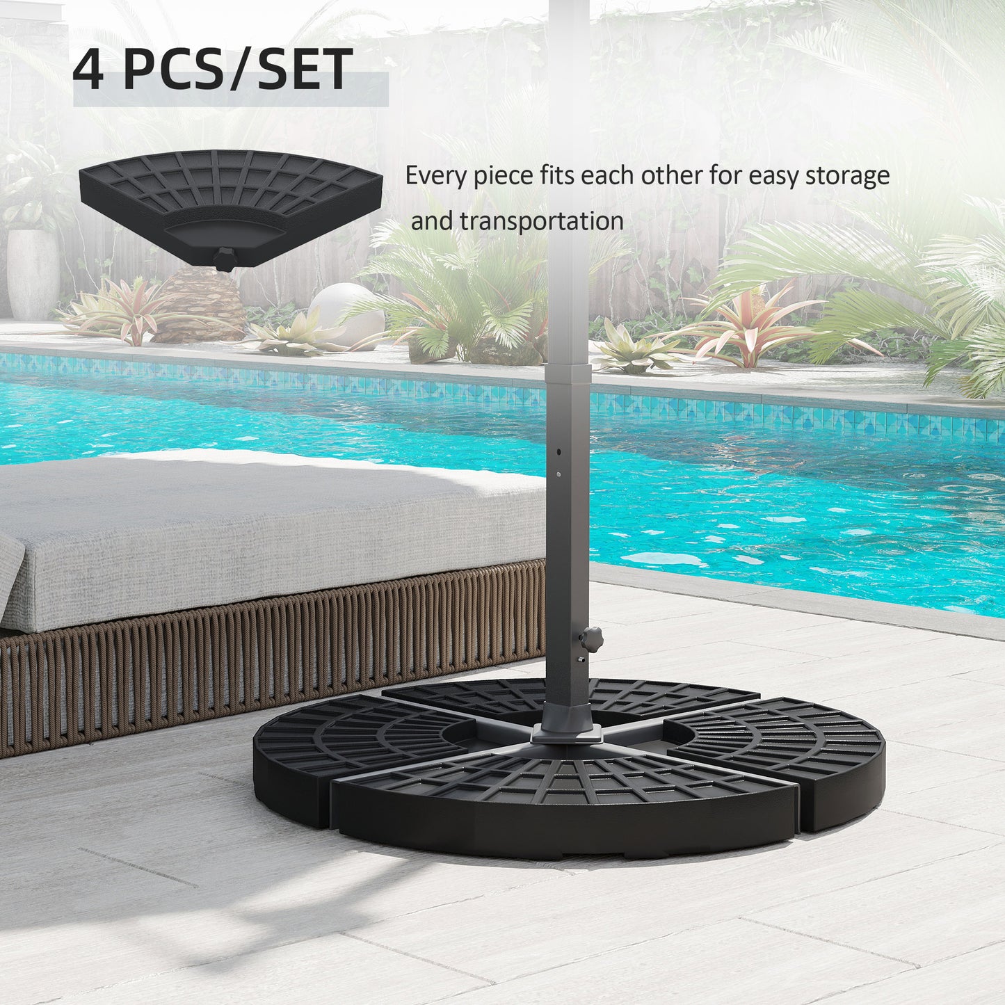 4 PCs 70KG Portable Round Parasol Base Umbrella Cross Stand Weights