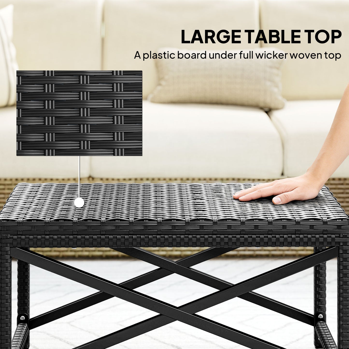 Outdoor Coffee Table Side Table with X-Shape Frame for Patio, Balcony