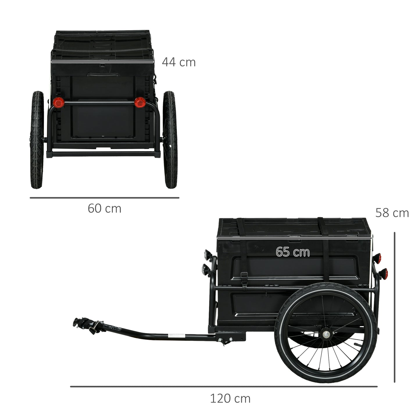 65L Steel Frame Bike Trailer Storage Box
