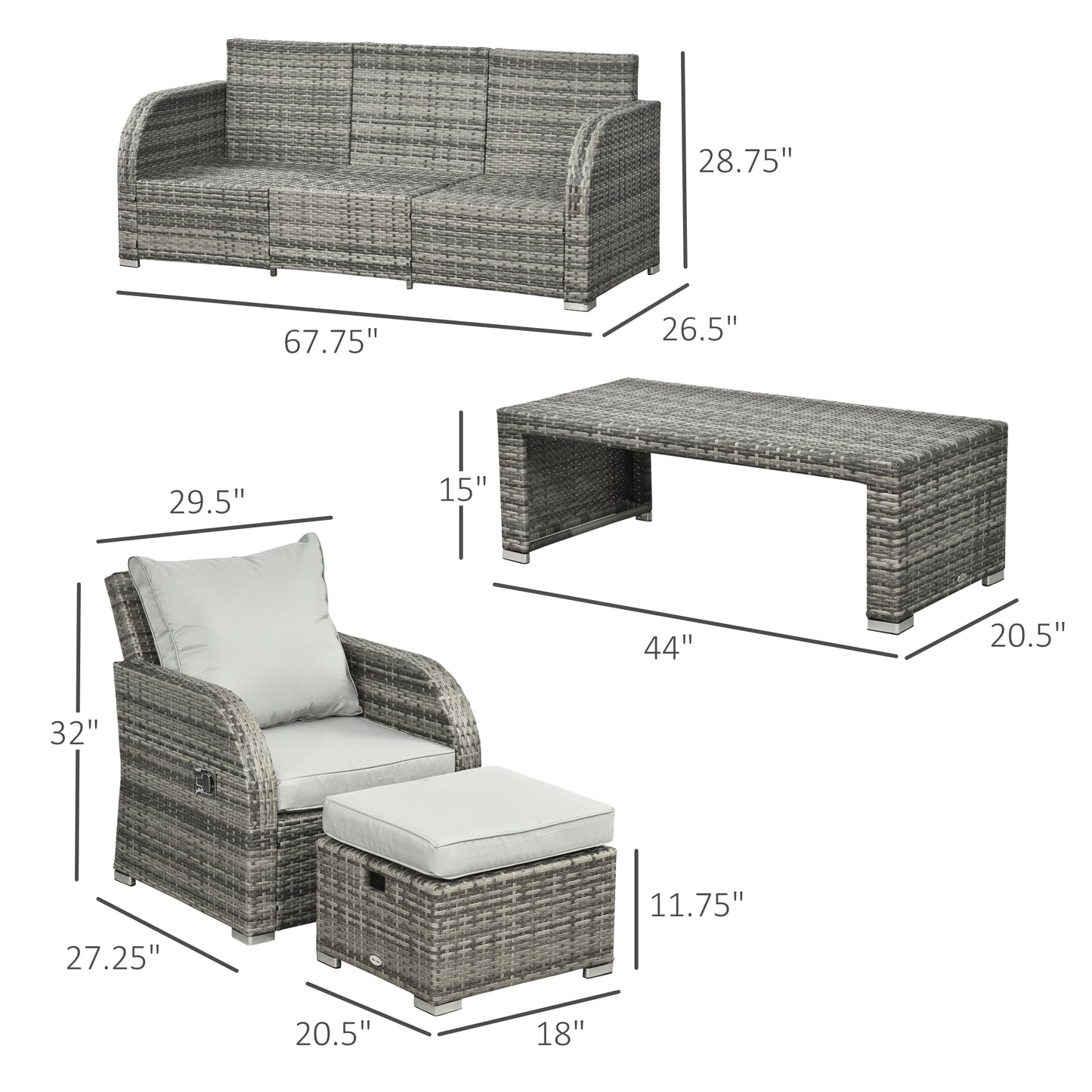 Six-piece Outdoor Rattan Dining Set