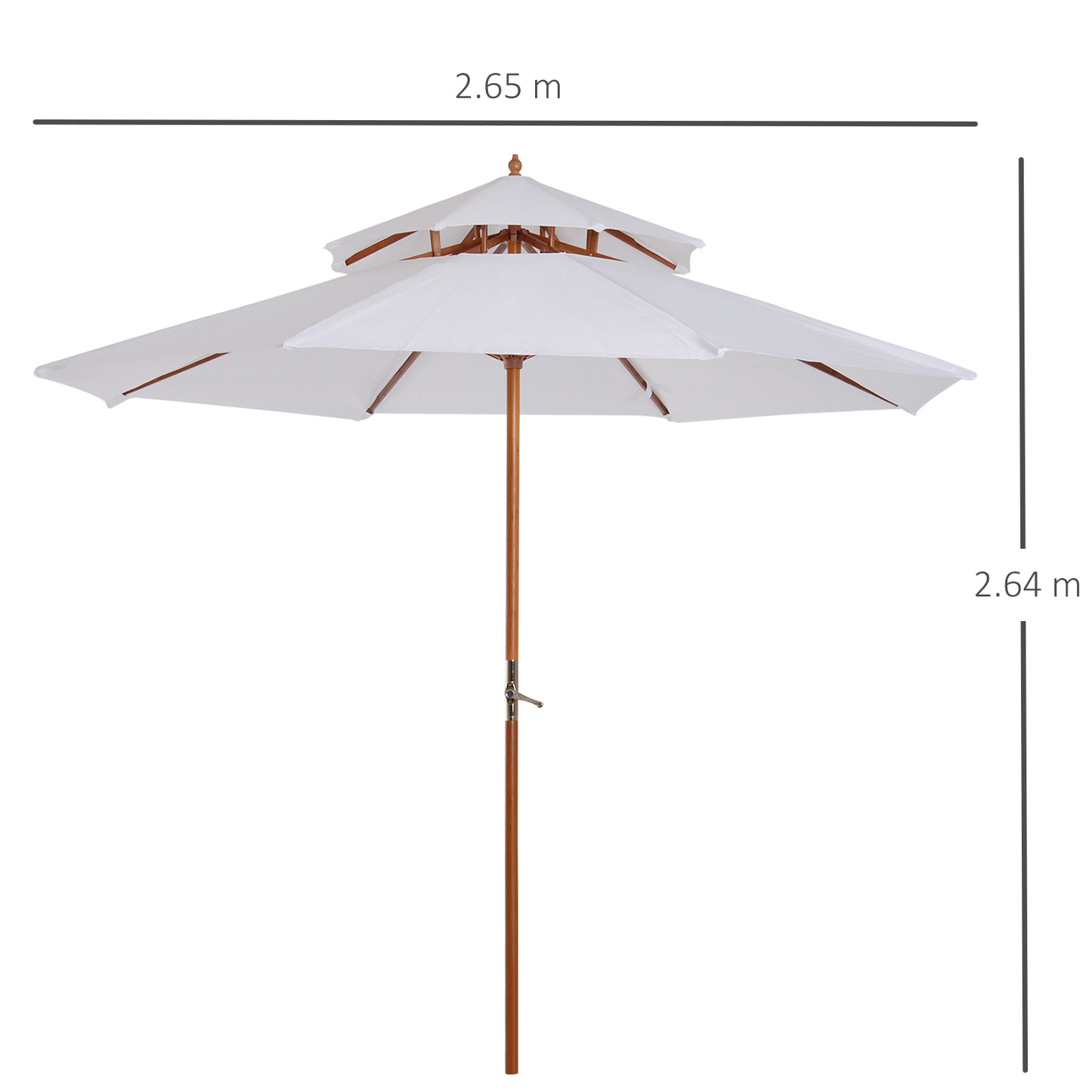 2.7m Elegant Wooden Frame Parasol Umbrella