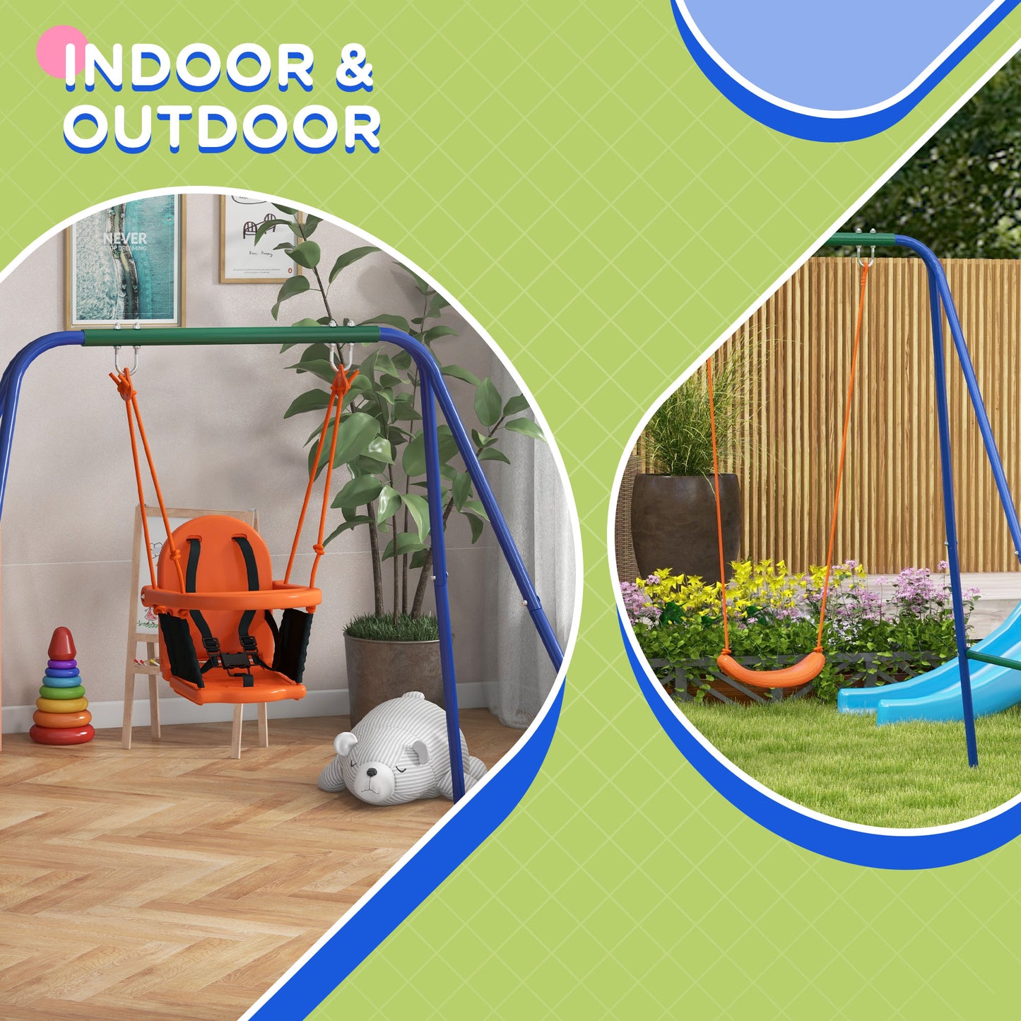 Two-In-One Toddler Garden Swing, with Comfortable Seat
