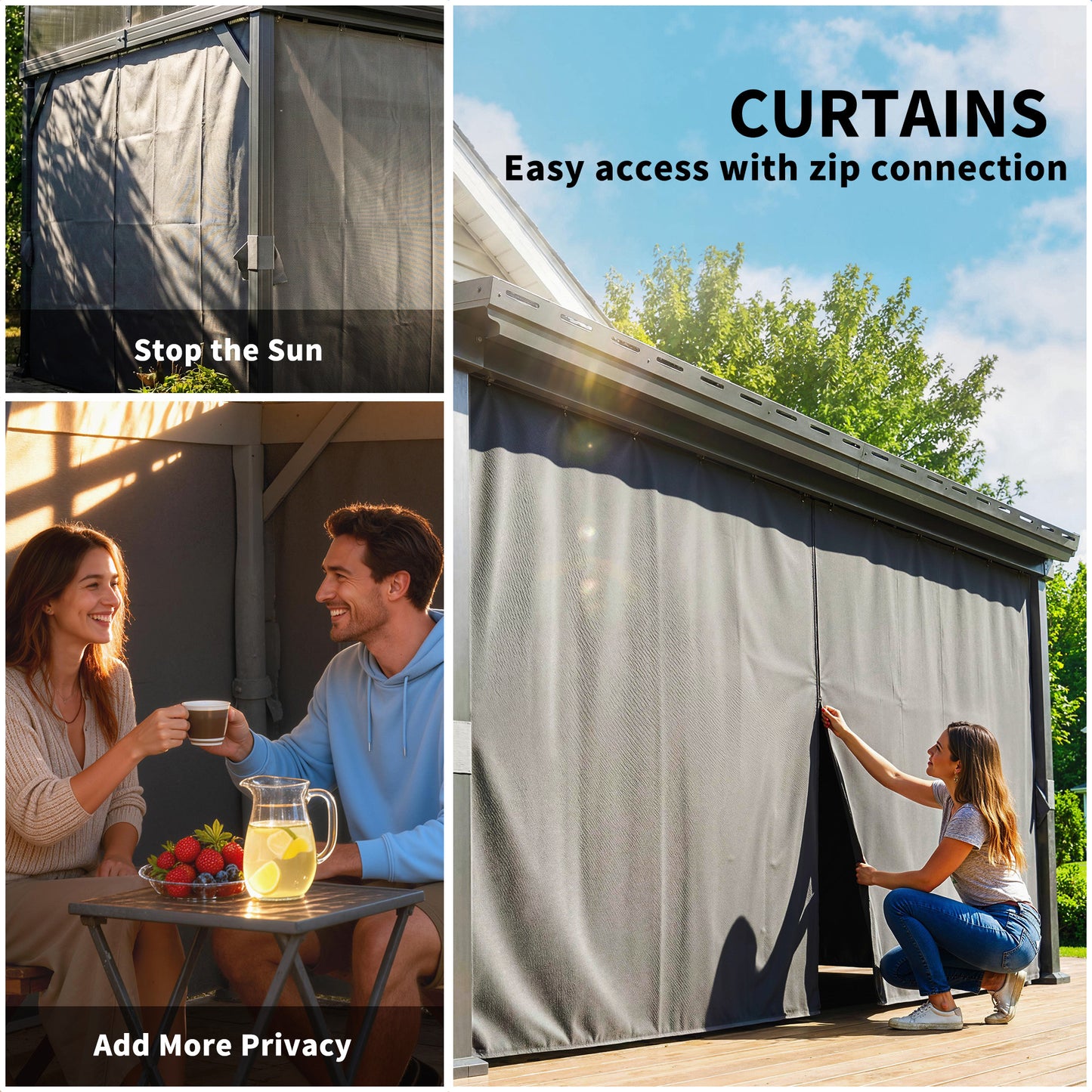 4.3 x 3 m Garden Pergola with Galvanised Steel Roof