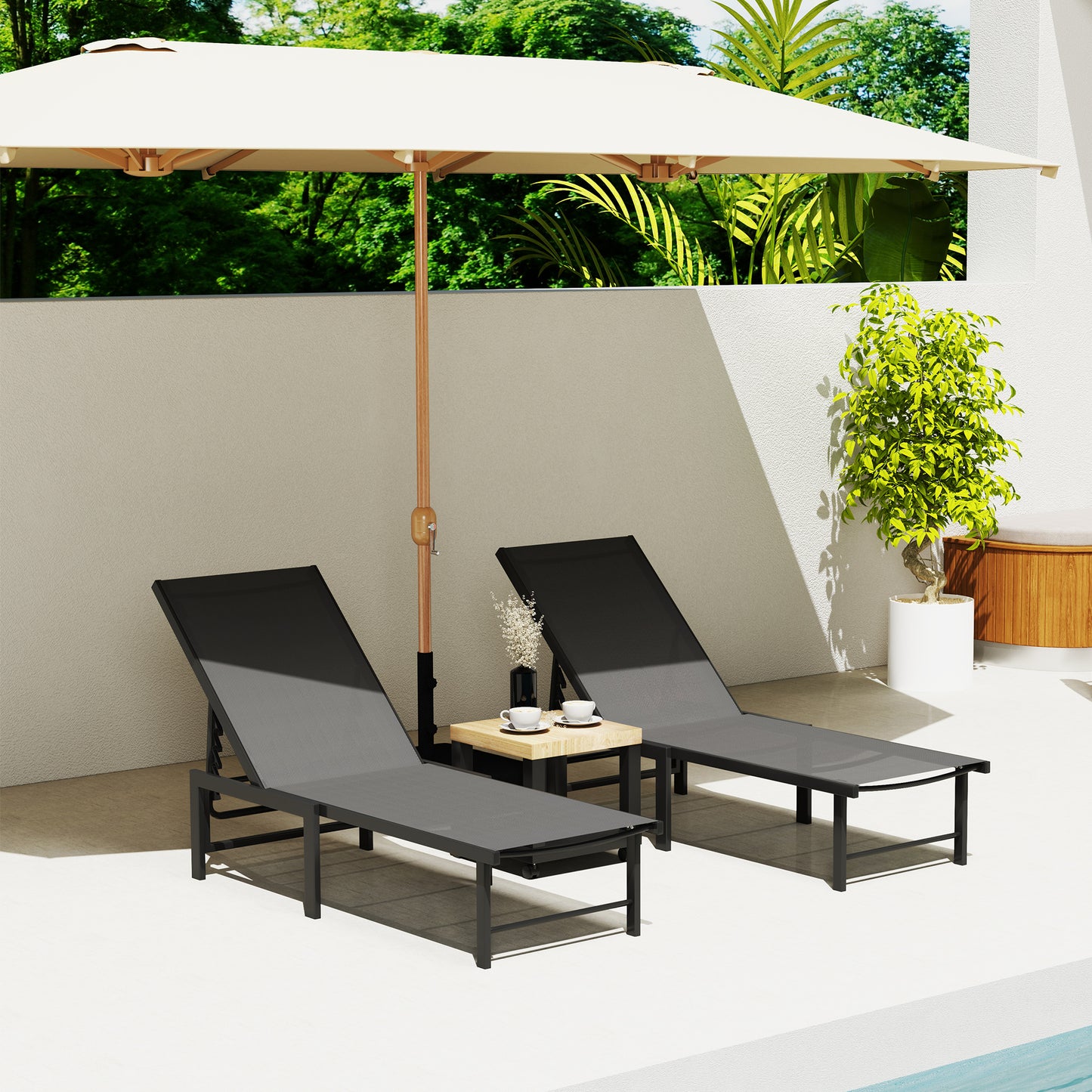 Set of Two Reclining Sun Loungers (1)