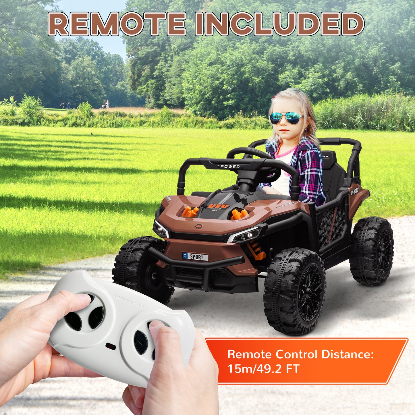 12V Battery Powered Ride on Truck w/ Remote, Four Suspension Wheels